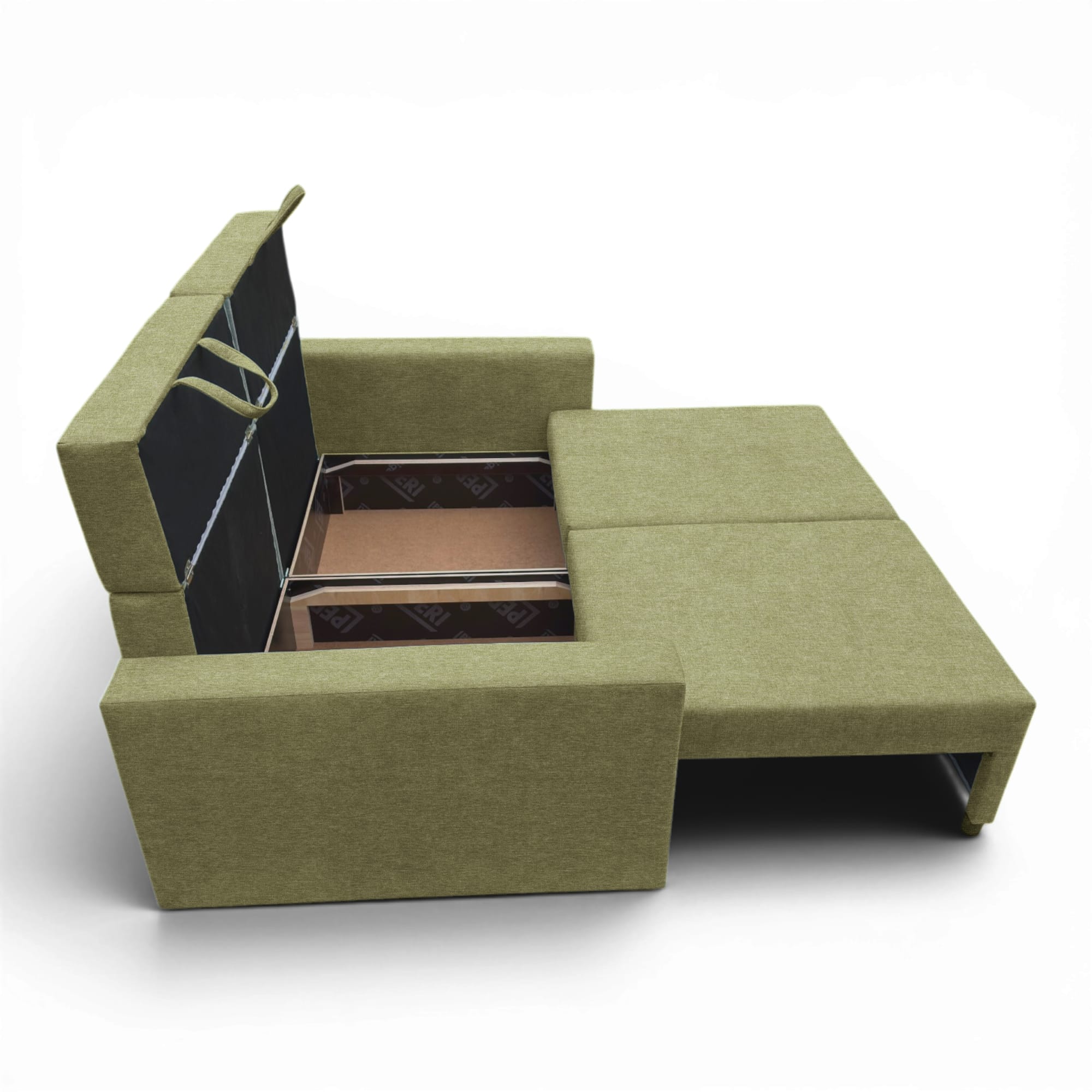 Neo modular convertible sofa bed with storage, green — photo 15