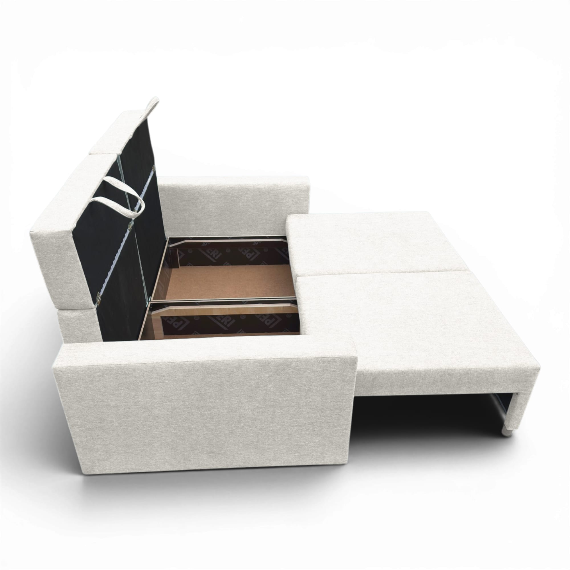 Neo modular convertible sofa bed with storage, light gray — photo 15