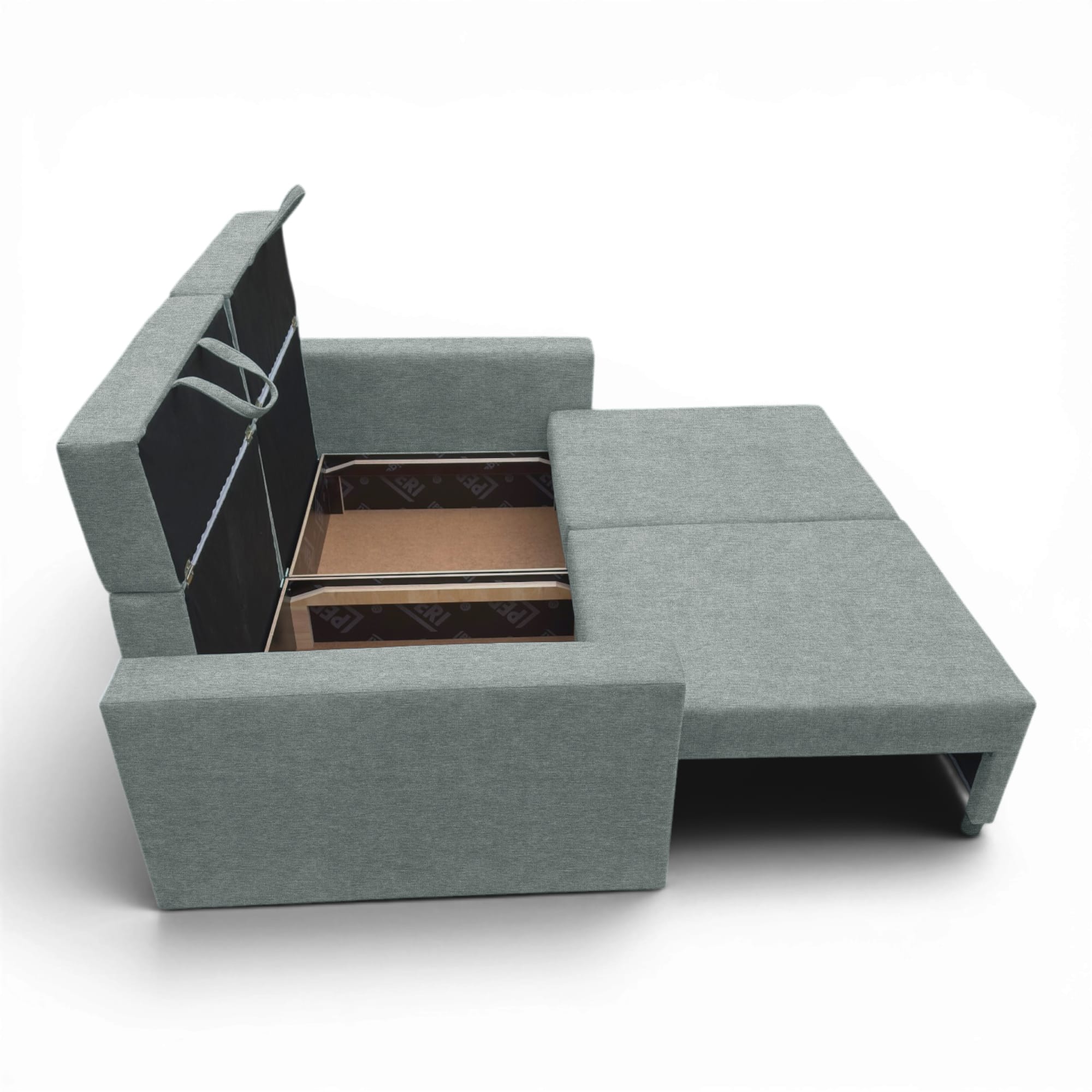 Neo modular convertible sofa bed with storage, dark gray — photo 15