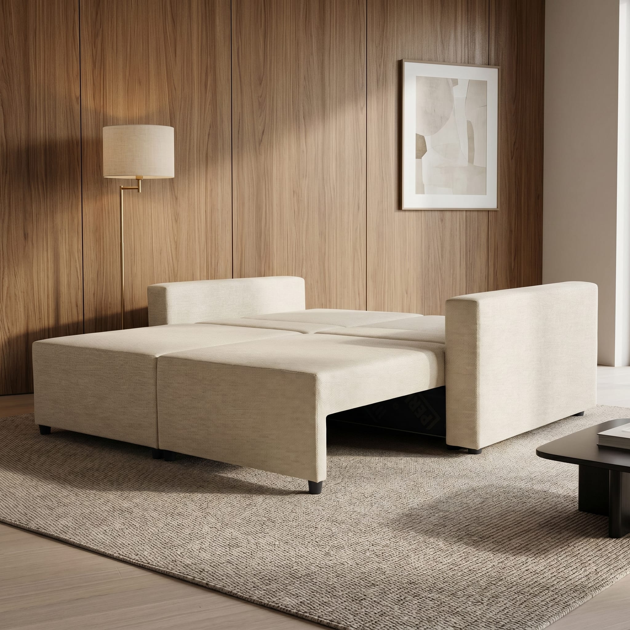 Neo modular convertible sofa bed with storage, cream — photo 2