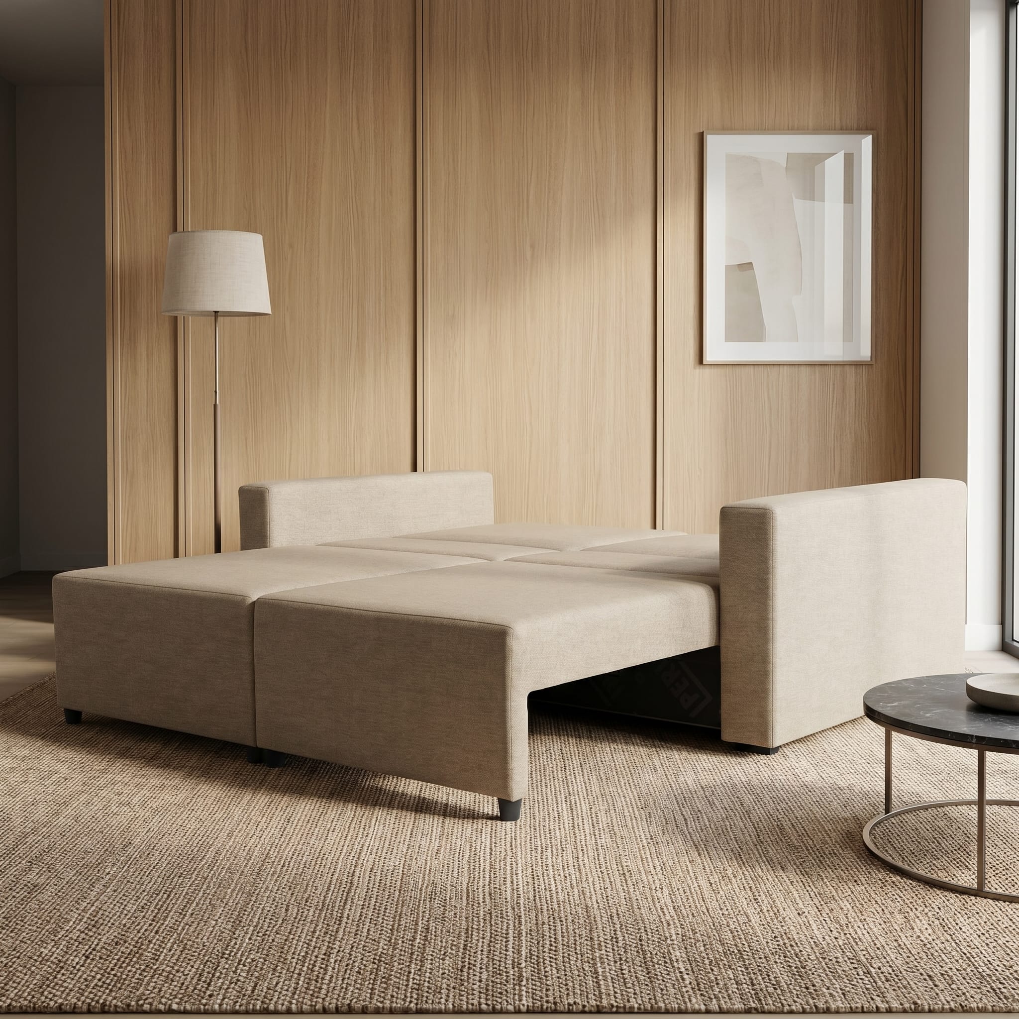 Neo modular convertible sofa bed with storage, beige-gray — photo 2