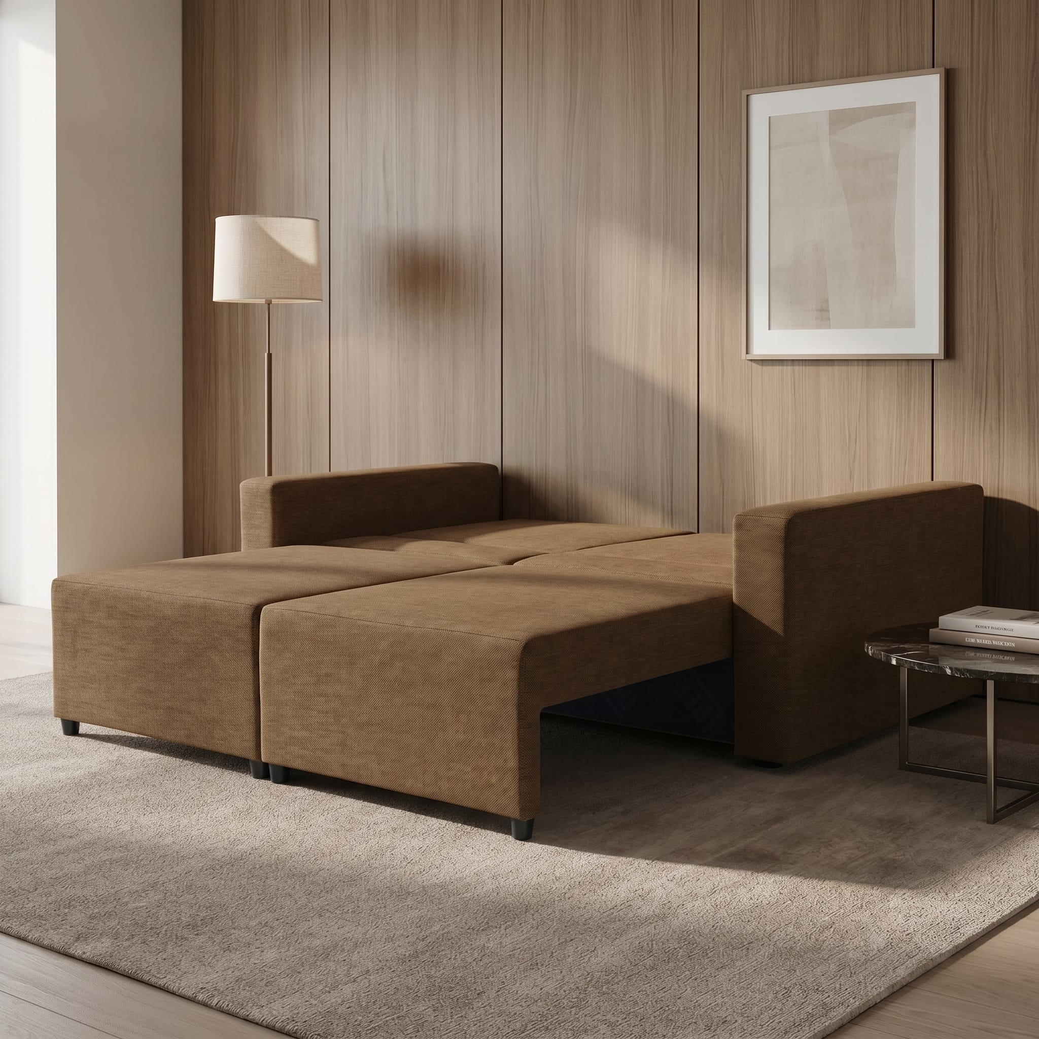 Neo modular convertible sofa bed with storage, brown — photo 2
