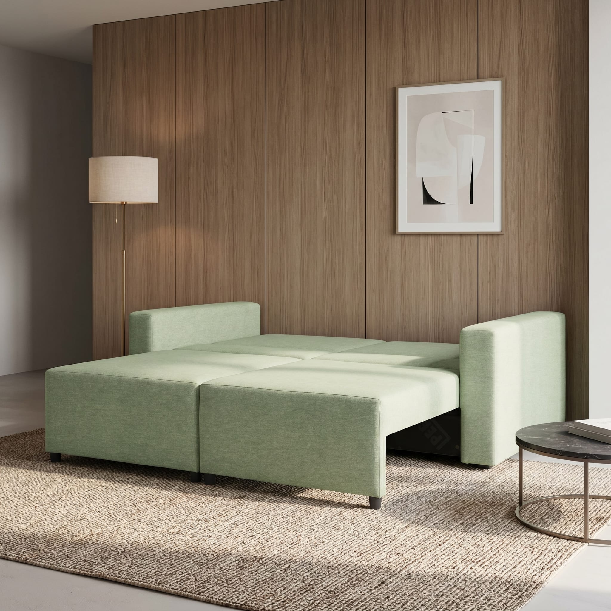Neo modular convertible sofa bed with storage, turquoise — photo 2