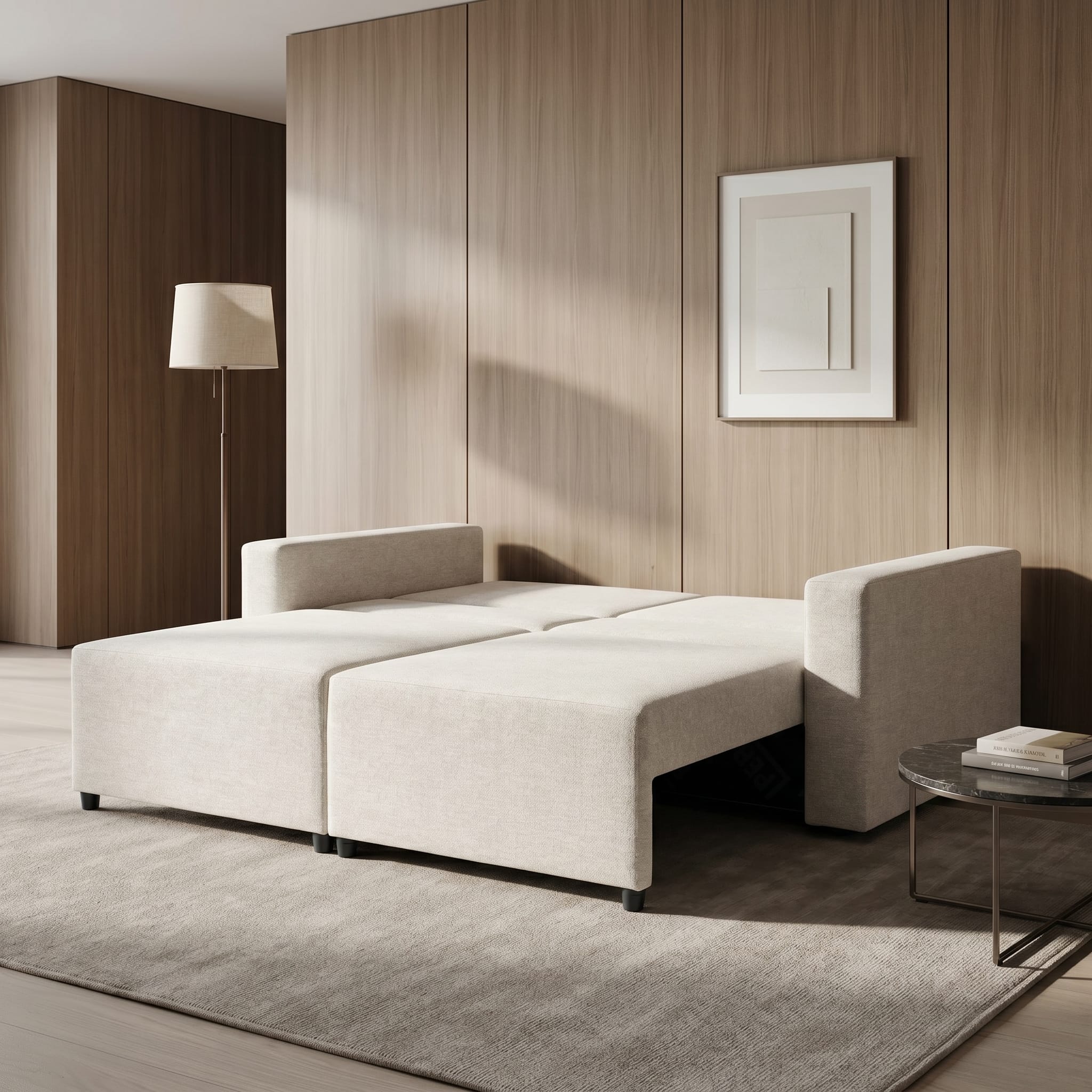 Neo modular convertible sofa bed with storage, light gray — photo 2