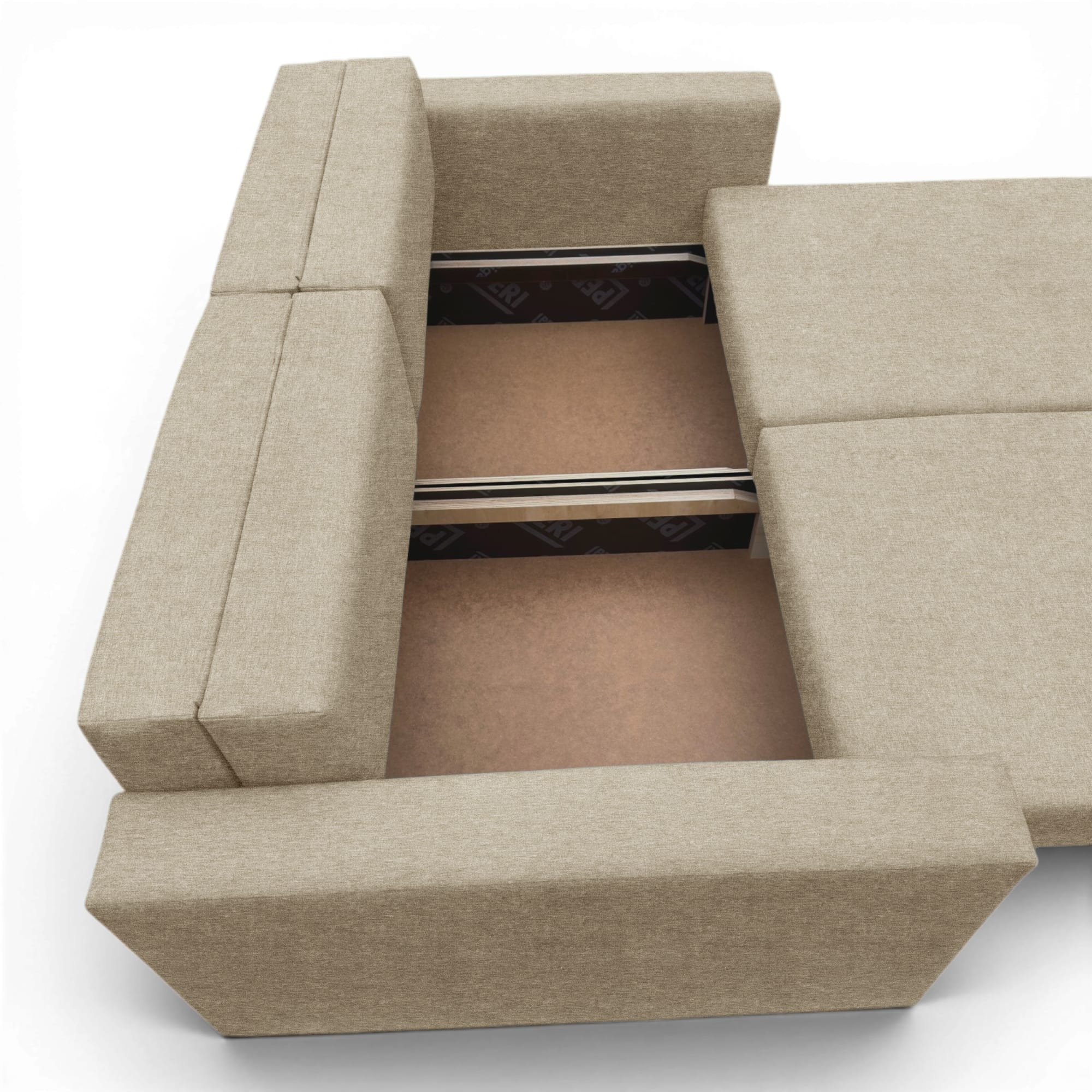 Neo modular convertible sofa bed with storage, beige-gray — photo 10