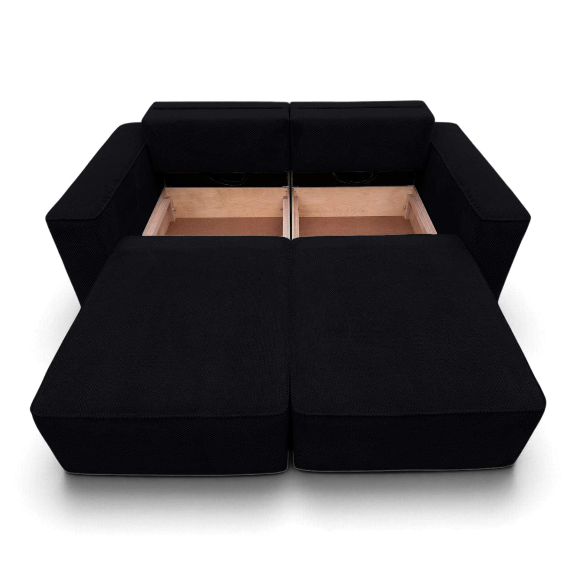 Neo Lux modular sofa bed with bedding storage, black — photo 3