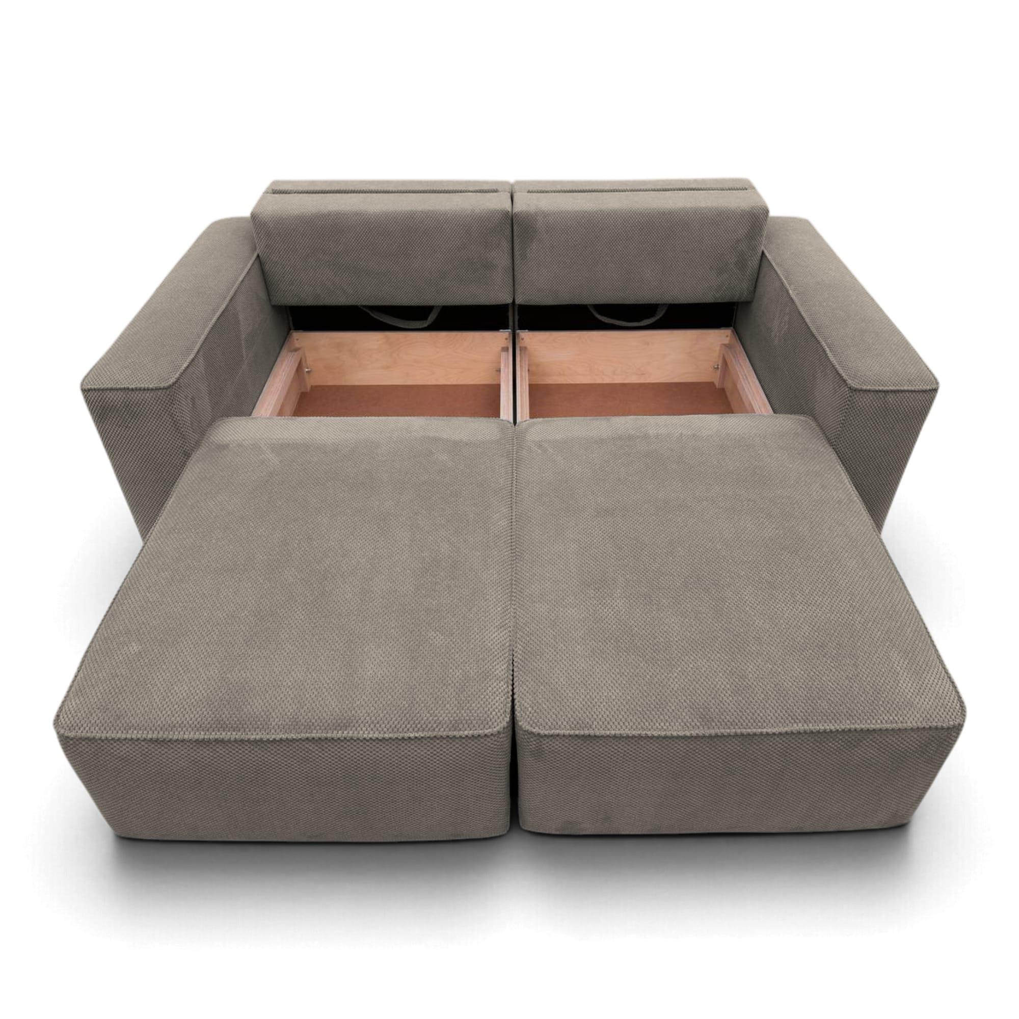 Neo Lux modular sofa bed with bedding storage, beige — photo 3