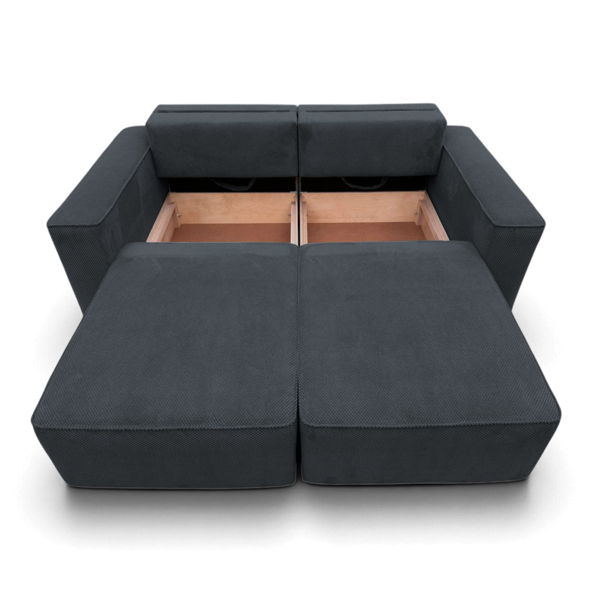 Neo Lux modular sofa bed with bedding storage, dark gray — photo 3