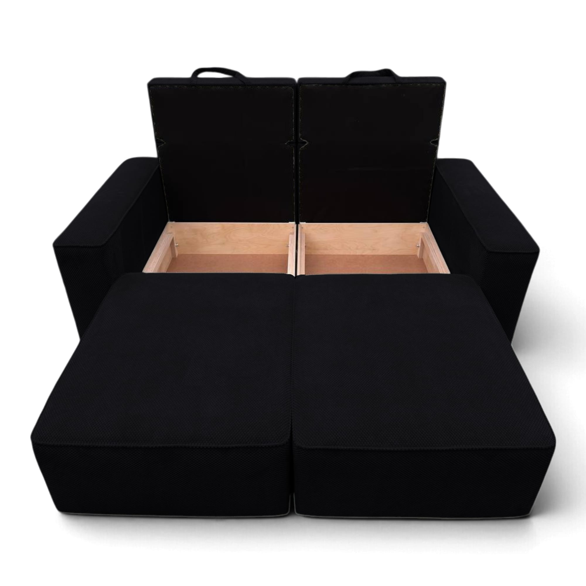 Neo Lux modular sofa bed with bedding storage, black — photo 4