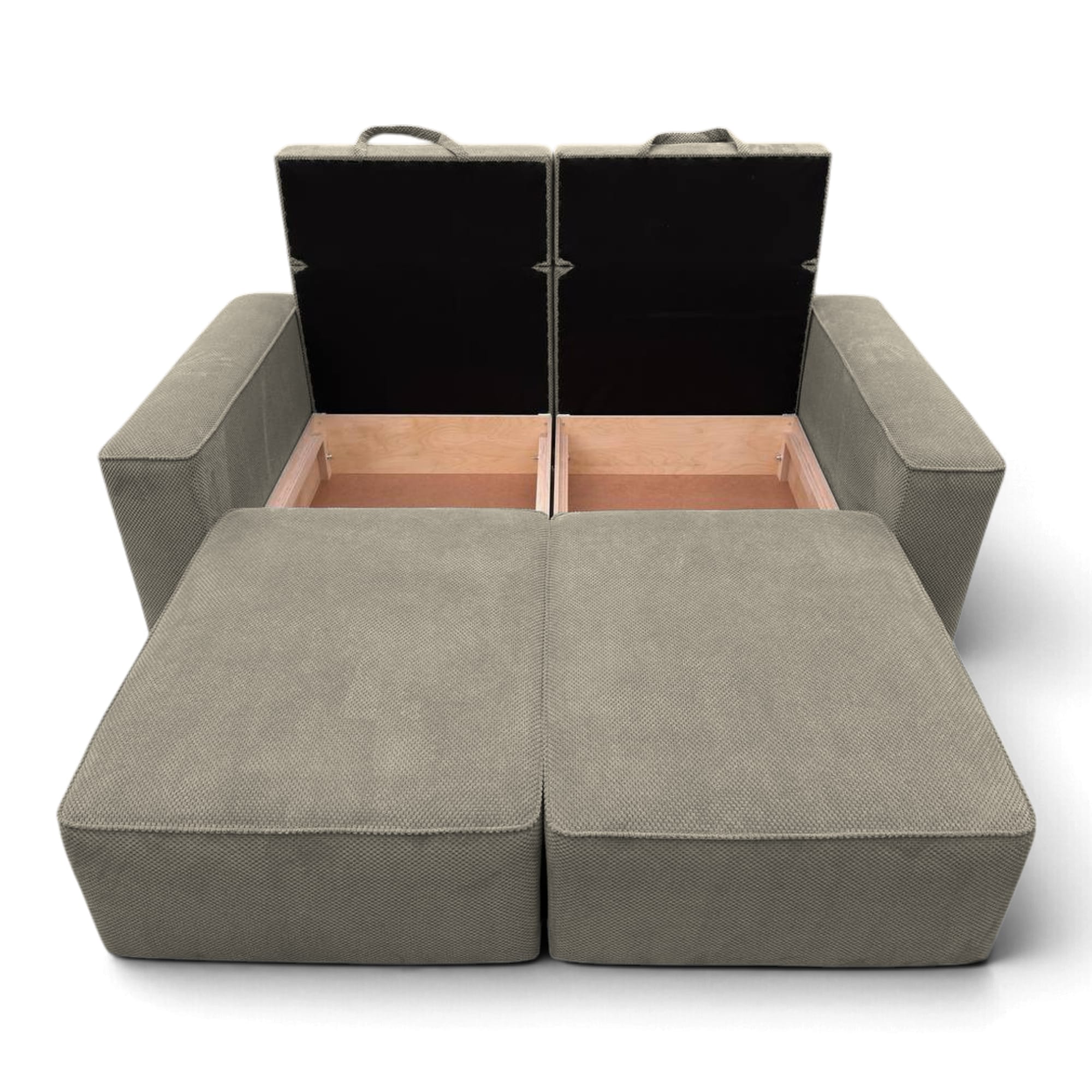 Neo Lux modular sofa bed with bedding storage, beige — photo 4