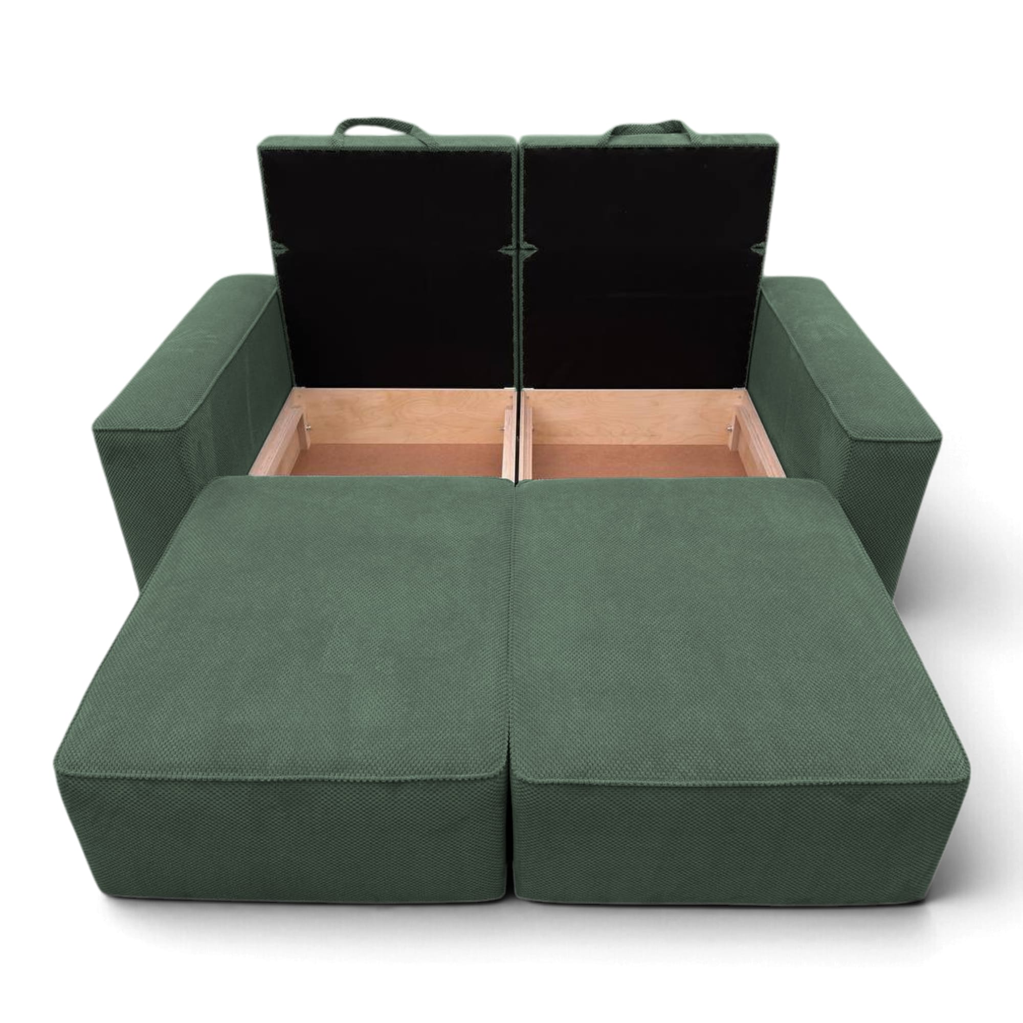 Neo Lux modular sofa bed with bedding storage, gray-green — photo 4