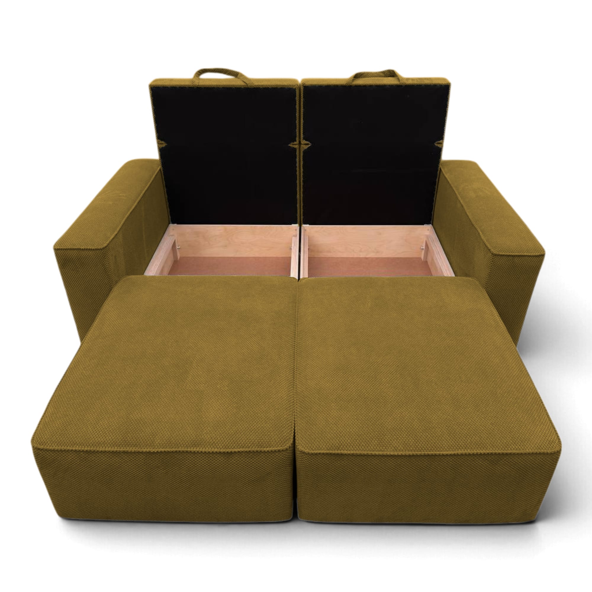 Neo Lux modular sofa bed with bedding storage, mustard — photo 4
