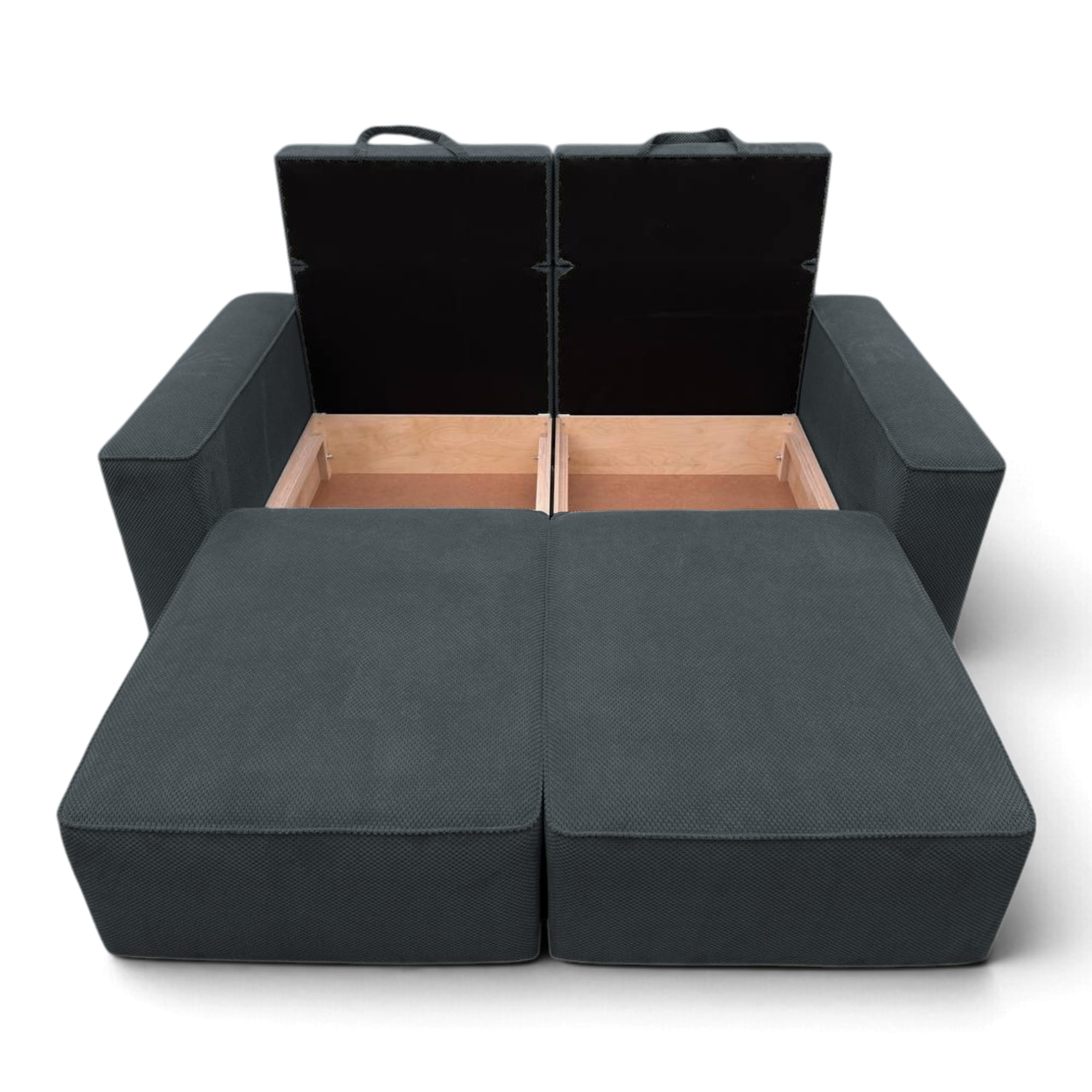 Neo Lux modular sofa bed with bedding storage, dark gray — photo 4
