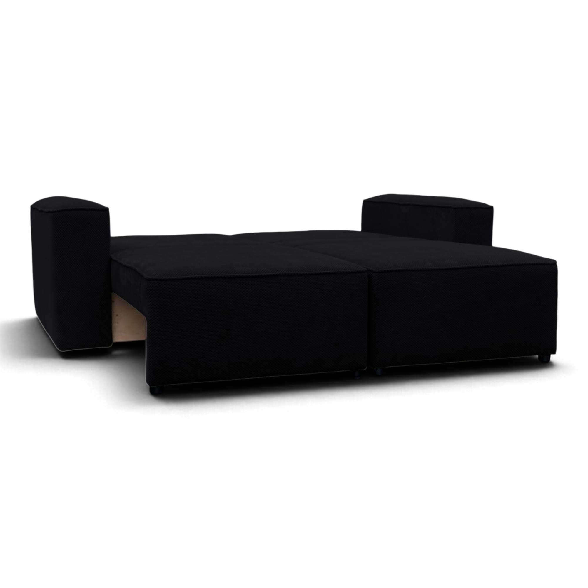 Neo Lux modular sofa bed with bedding storage, black — photo 5