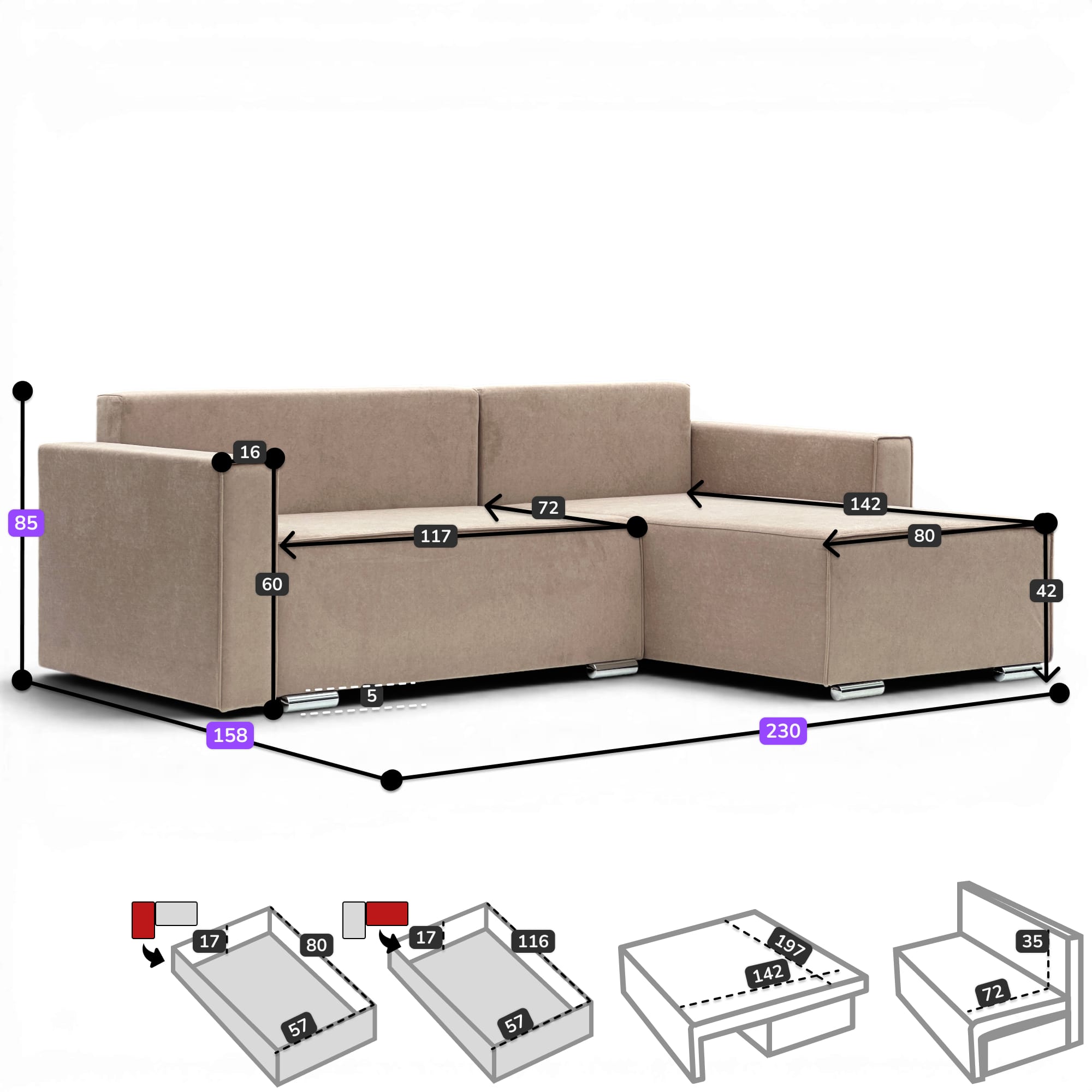 Sofa bed Oreon Light gray — photo 11