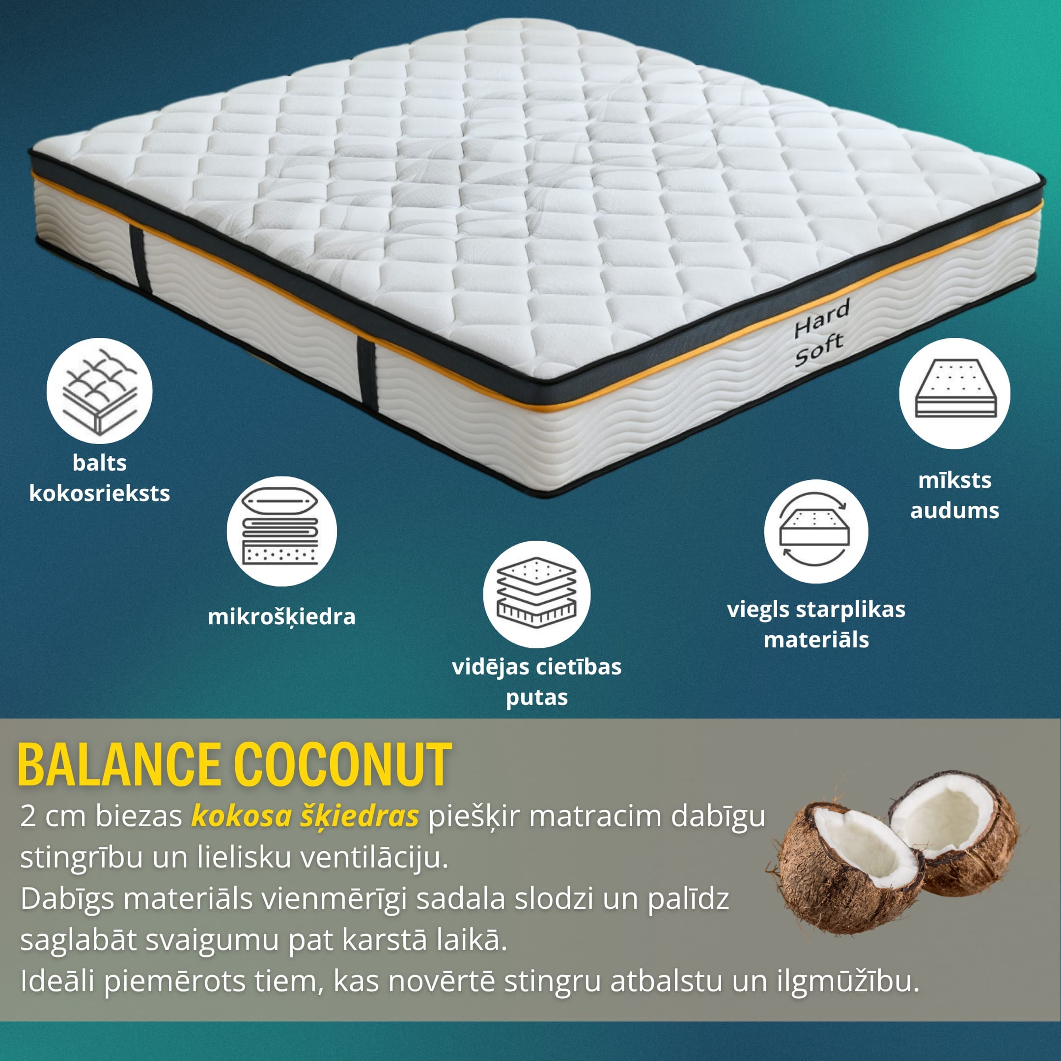 Balance Coconut 90x200 — Moderate hardness - 3