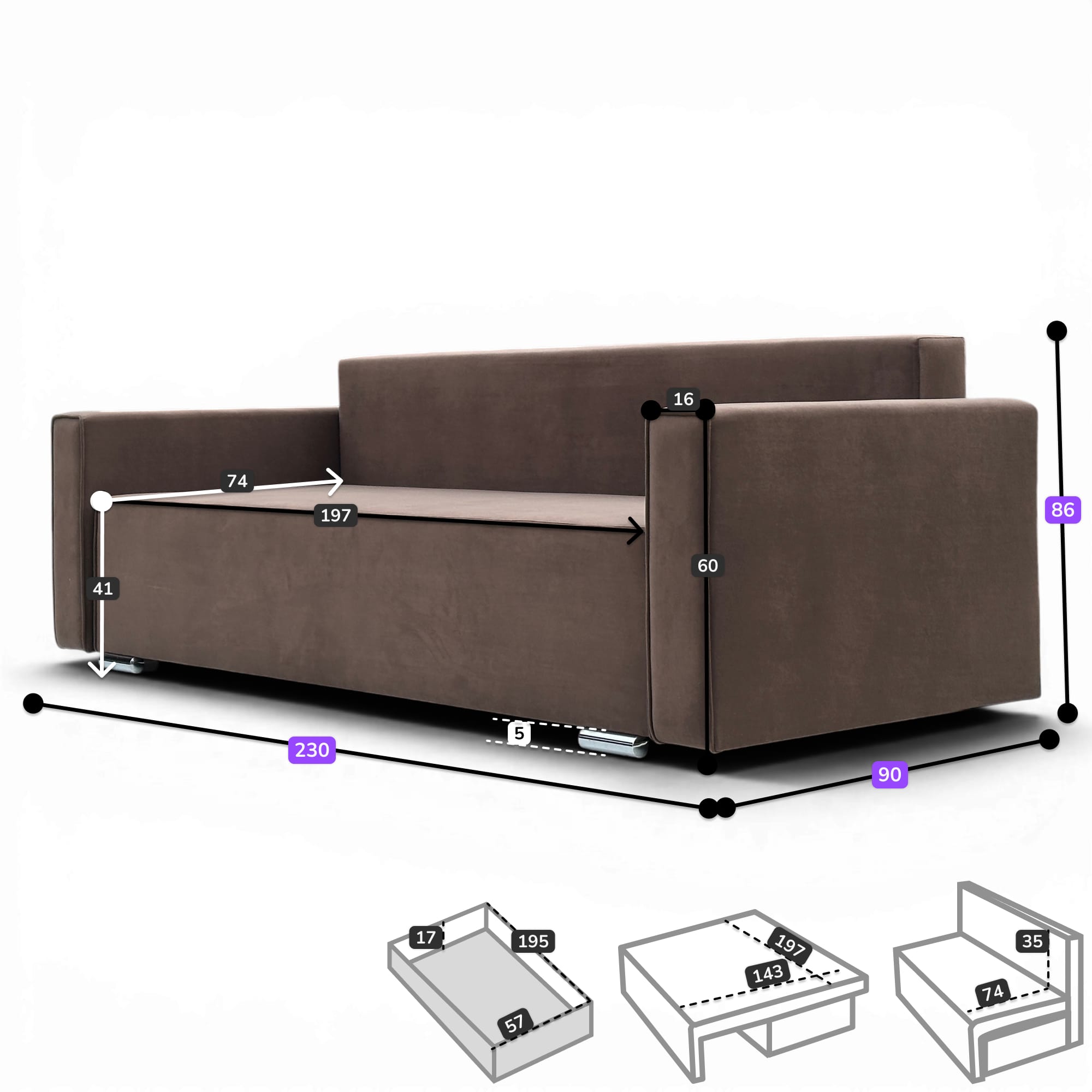 Sofa bed Riko Dark gray — photo 10