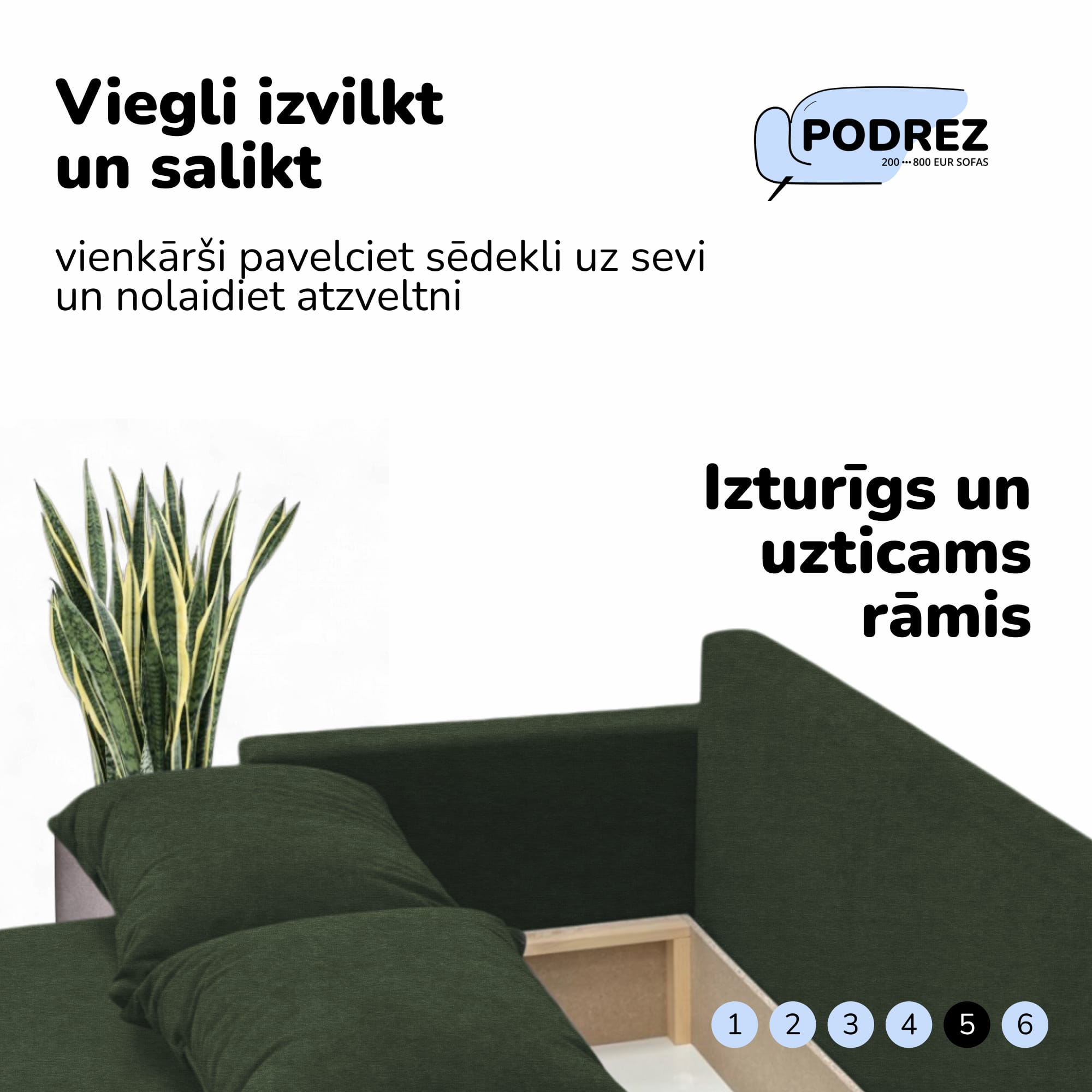 Double sofa bed bed with table and poufs Turquoise green — photo 6