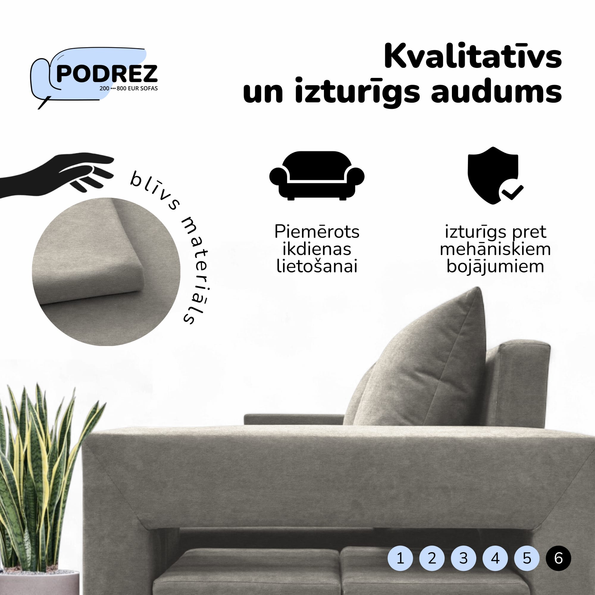 Divvietīgs izvelkamais dīvāns ar galdiņu un pufiem Gaiši pelēka — foto 7