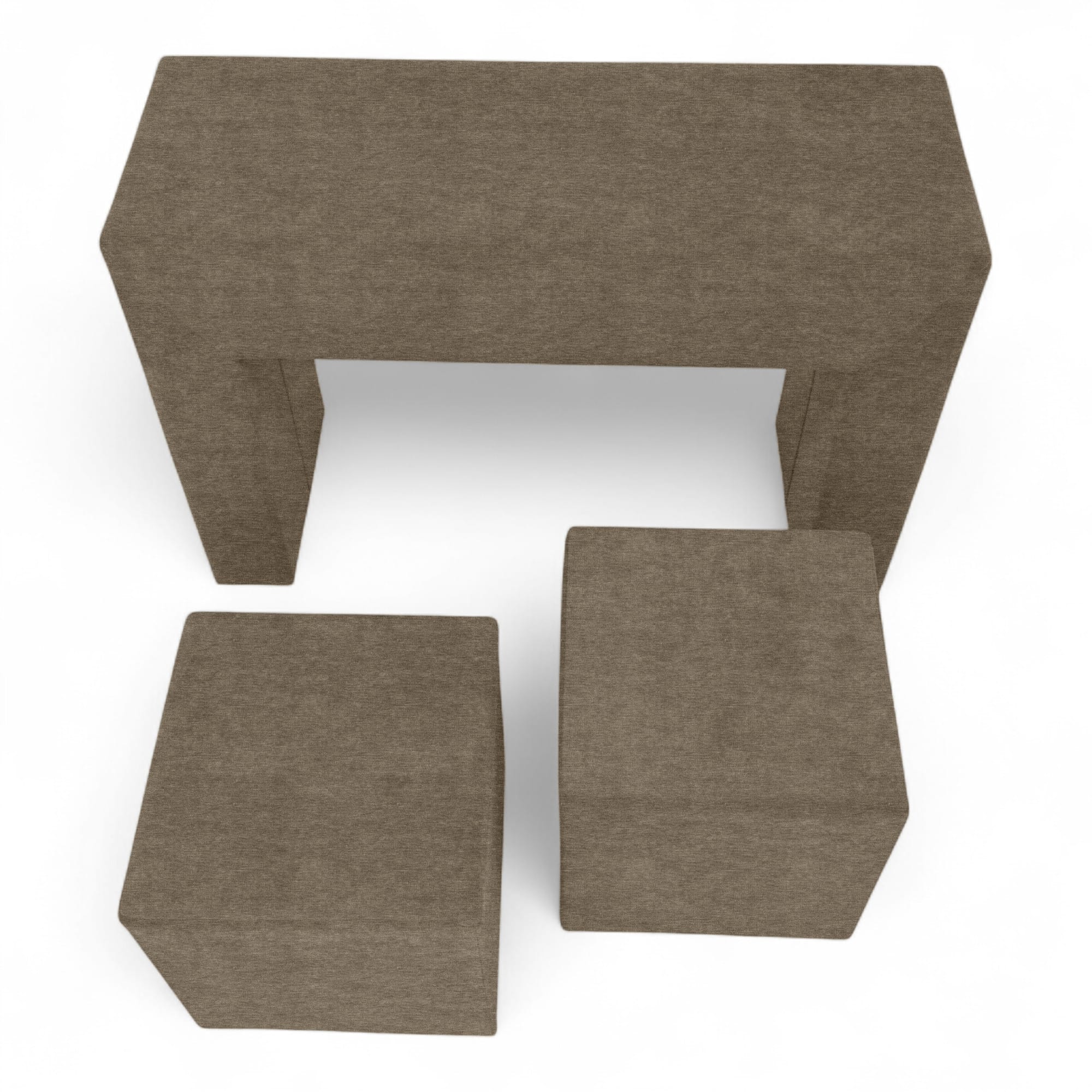 Table, armrest and two poufs Beige - 3