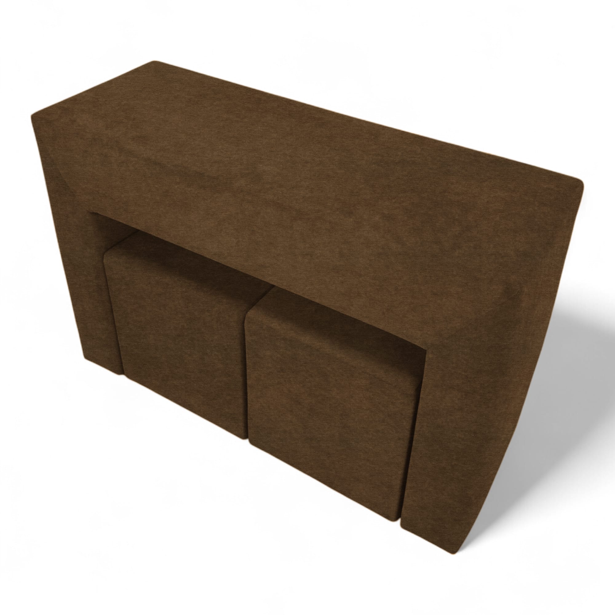 Table, armrest and two poufs Brown - 2