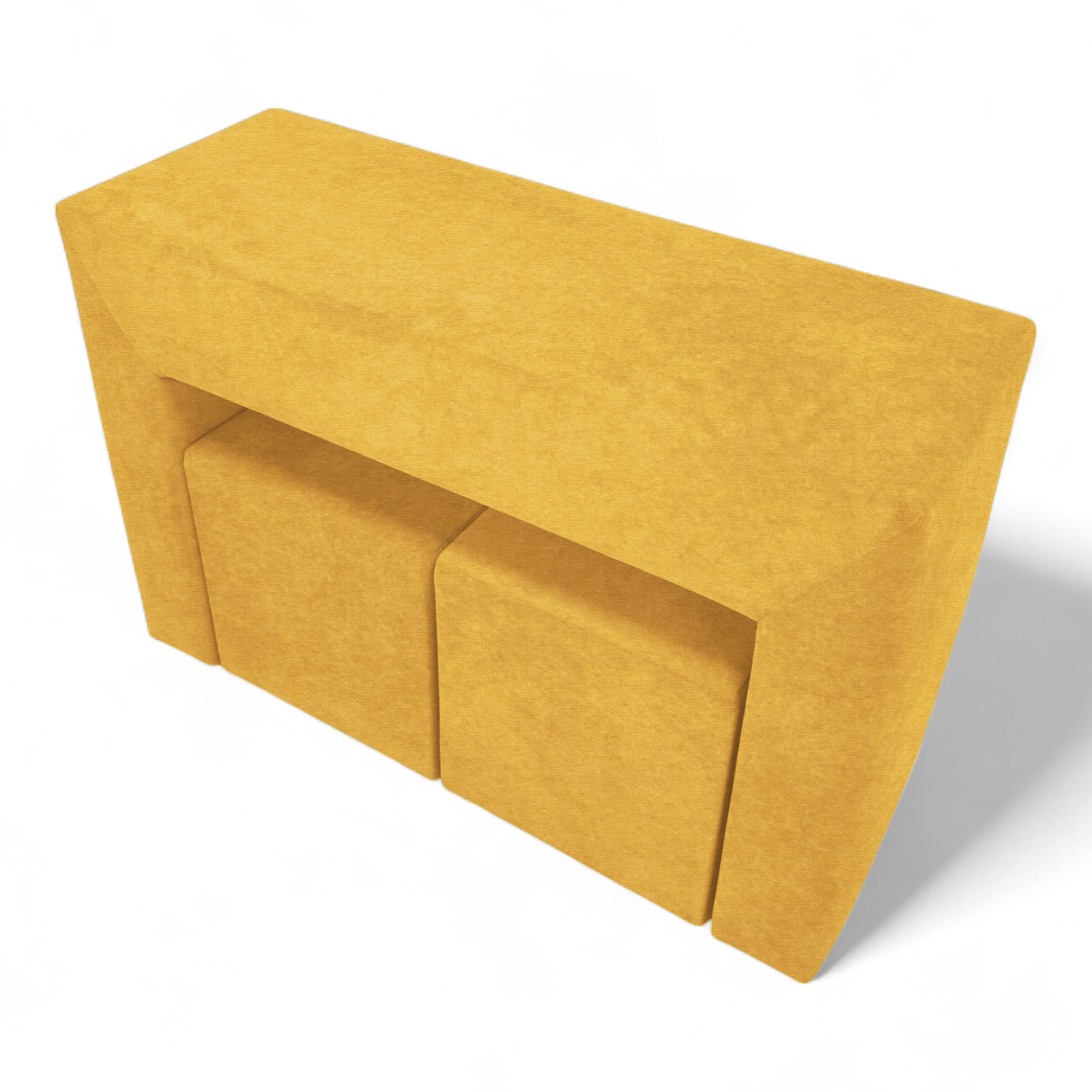 Table, armrest and two poufs Yellow - 2
