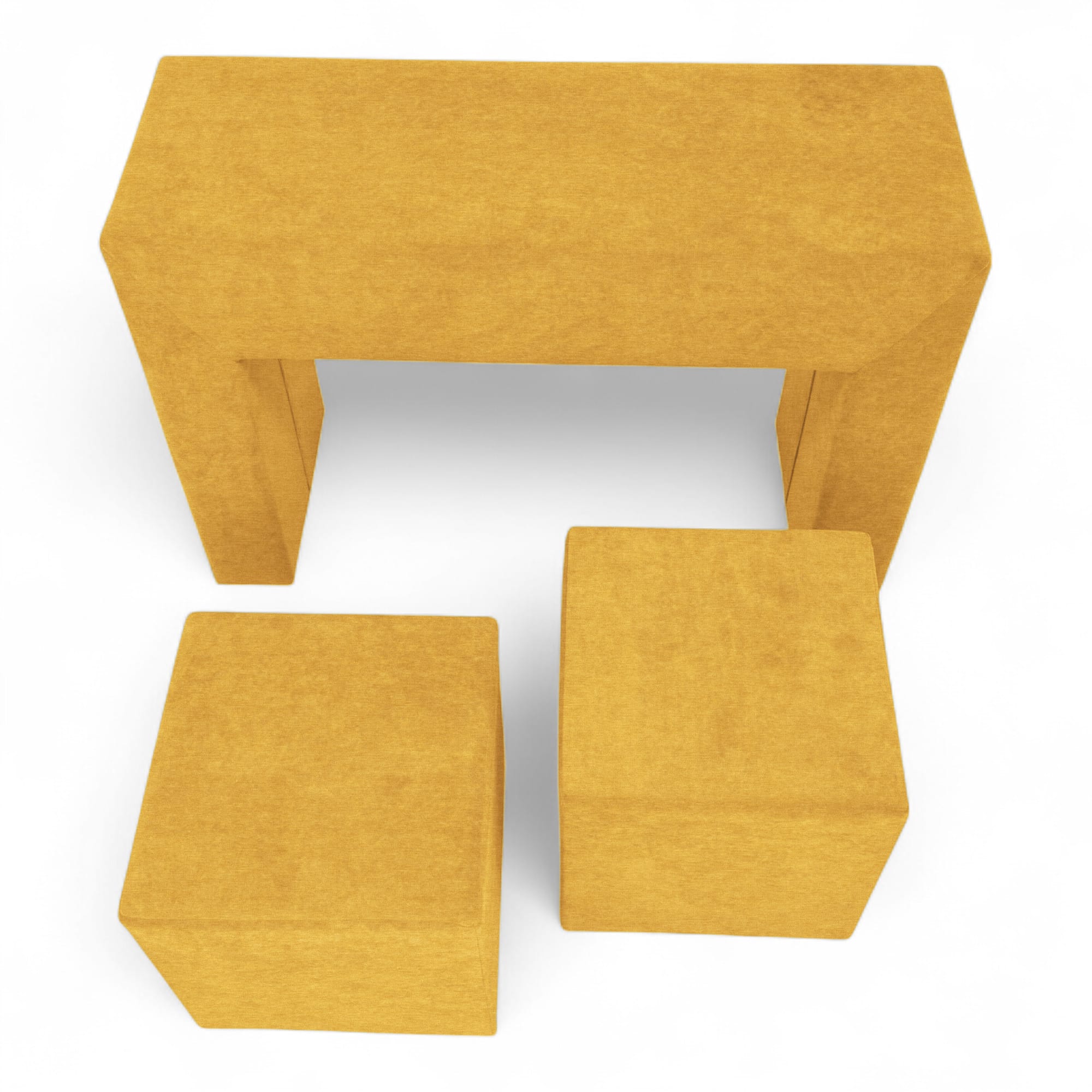 Table, armrest and two poufs Yellow - 3