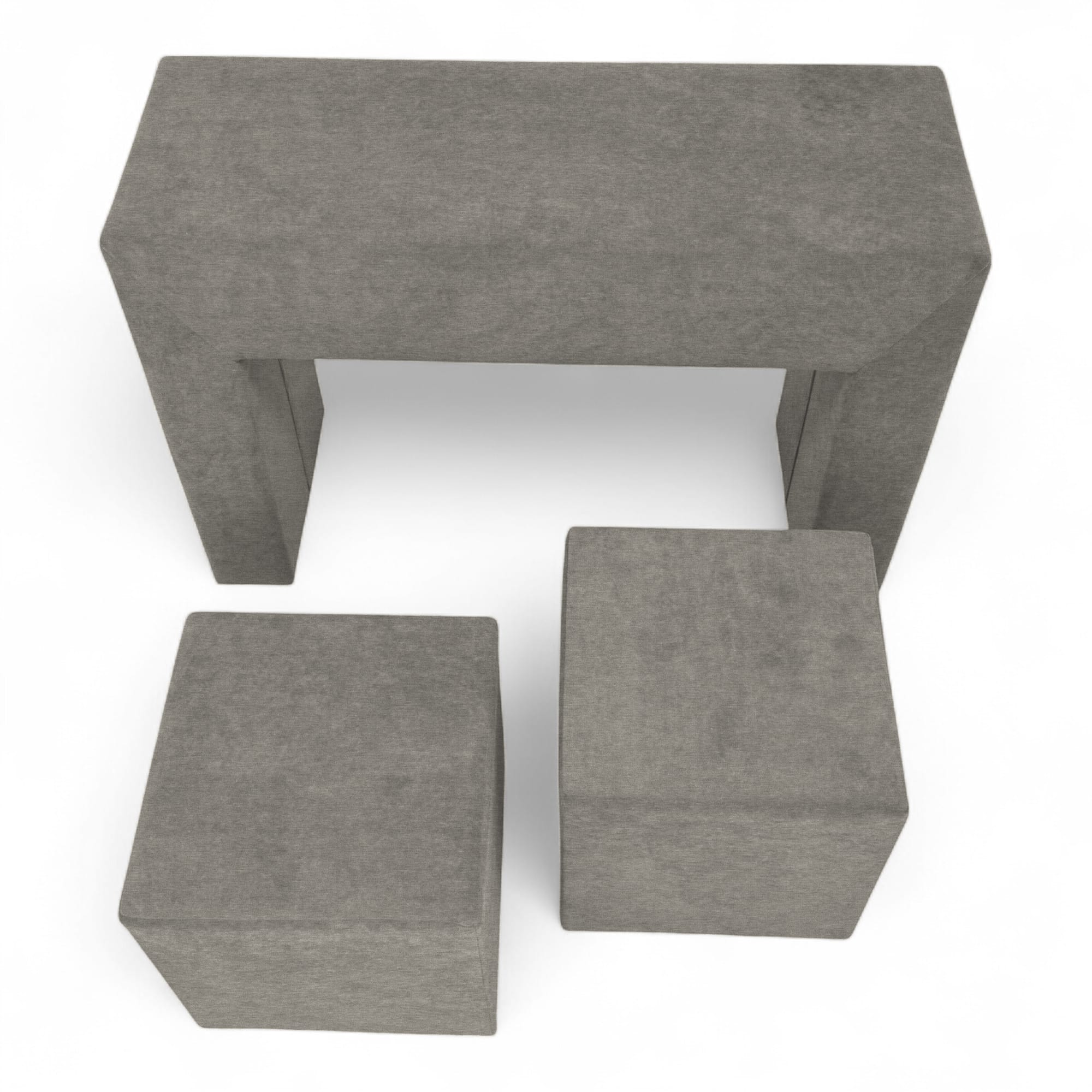 Table, armrest and two poufs Light gray - 3