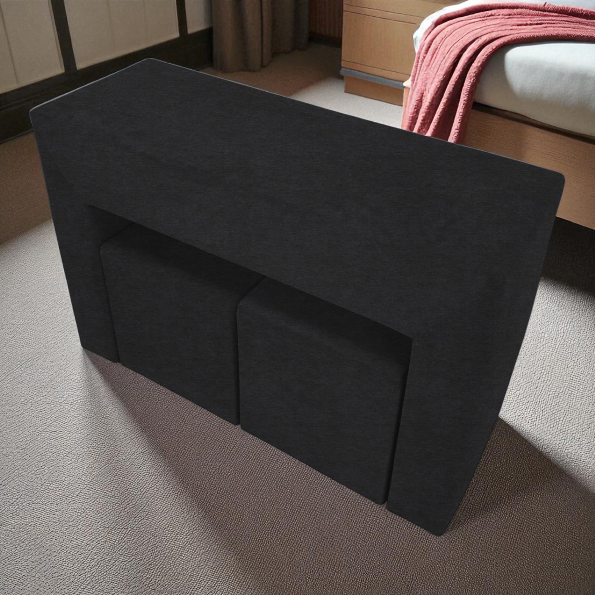 Table, armrest and two poufs Graphite - 1