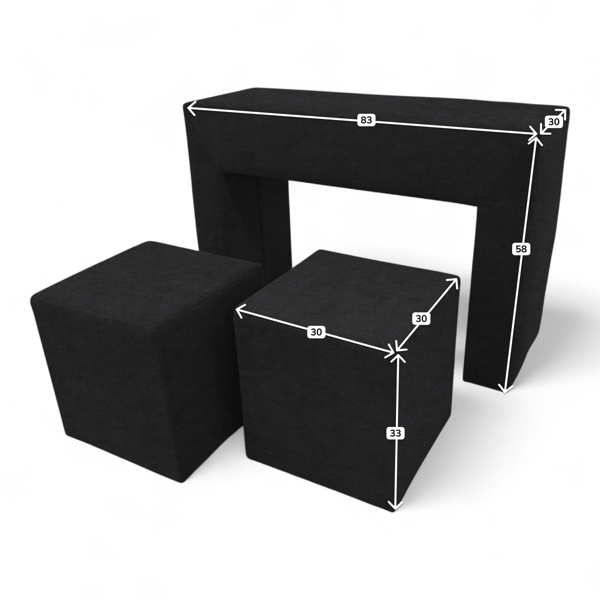 Table, armrest and two poufs Graphite - 4
