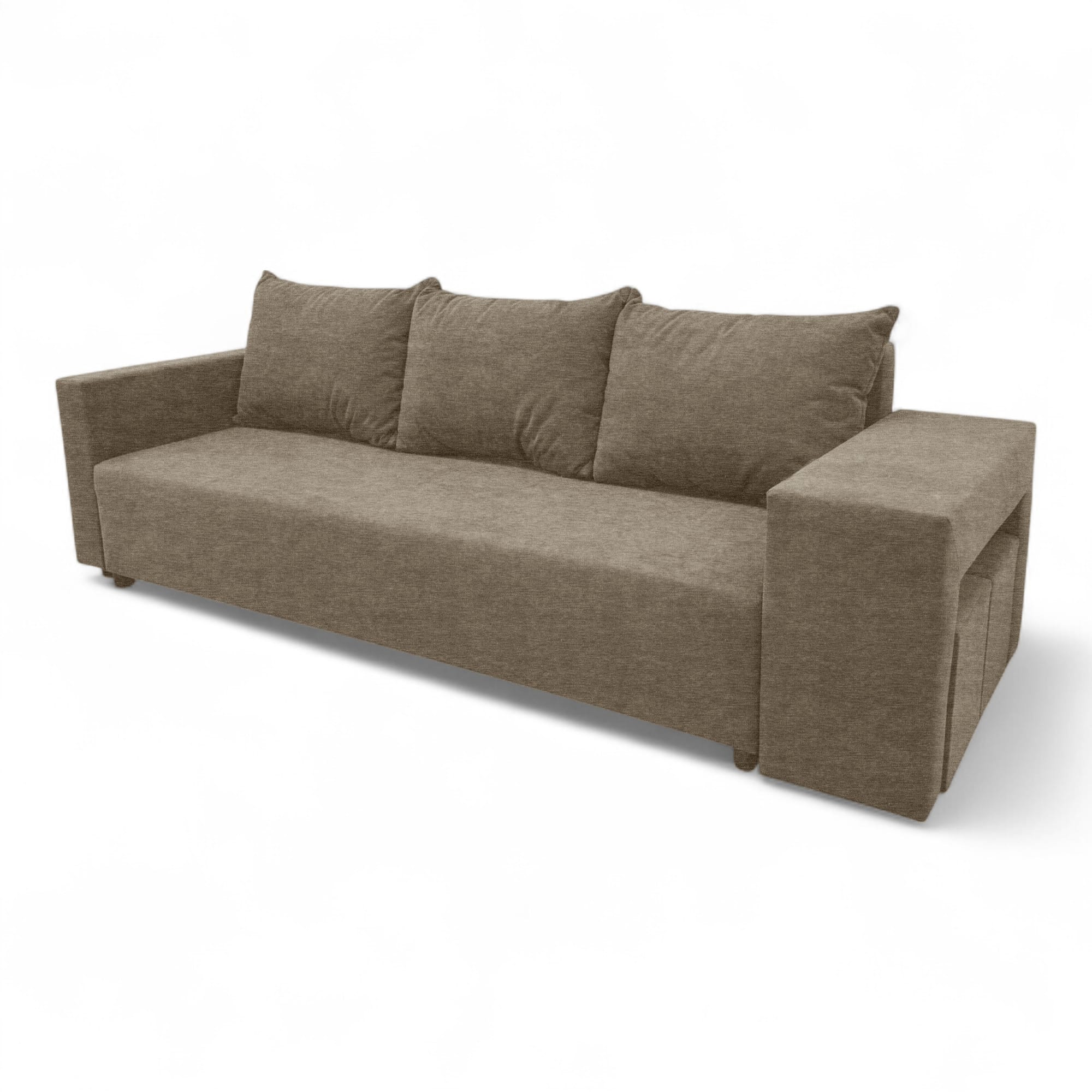 Double sofa bed bed with table and poufs Beige — photo 11