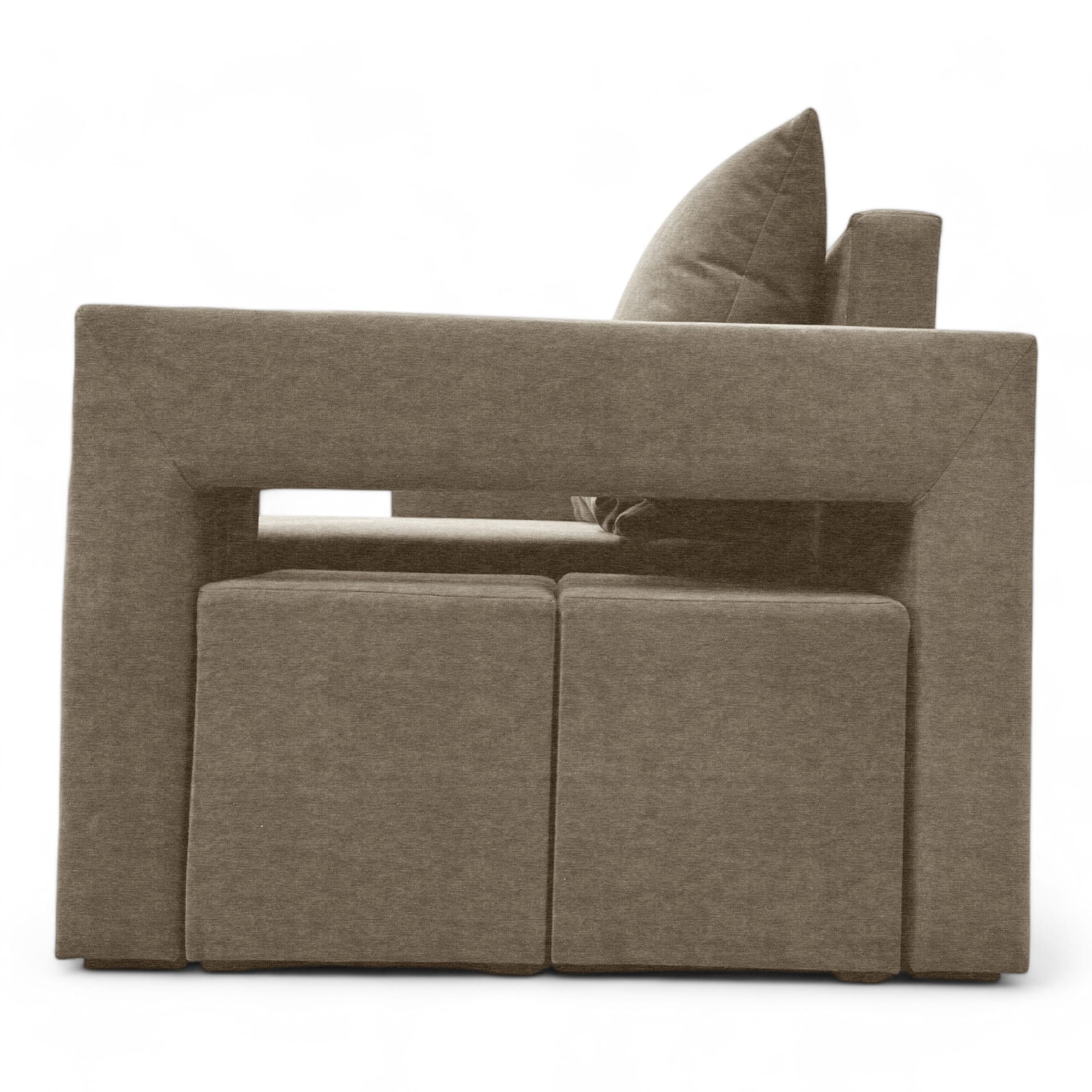 Double sofa bed bed with table and poufs Beige — photo 16