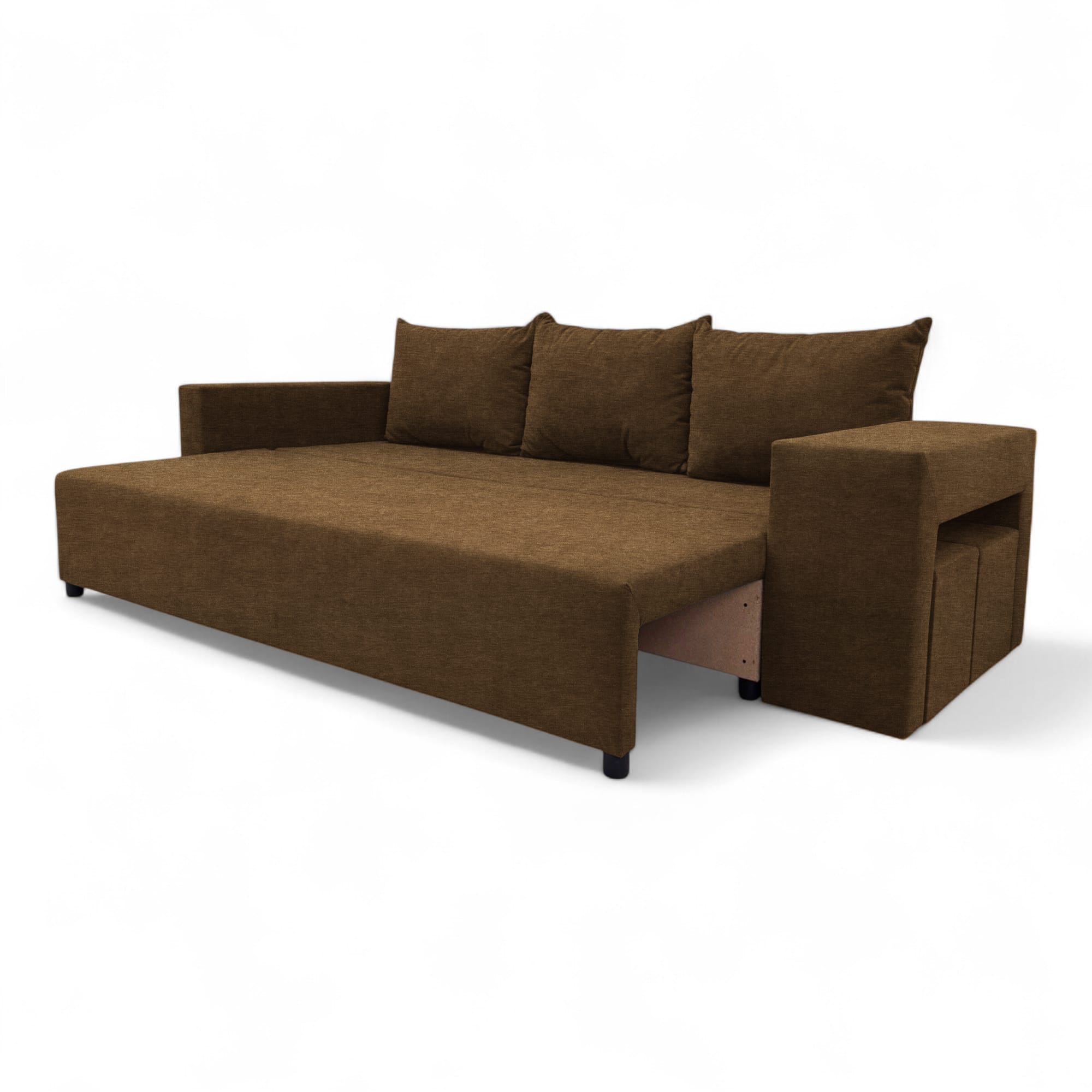 Double sofa bed bed with table and poufs Brown — photo 14