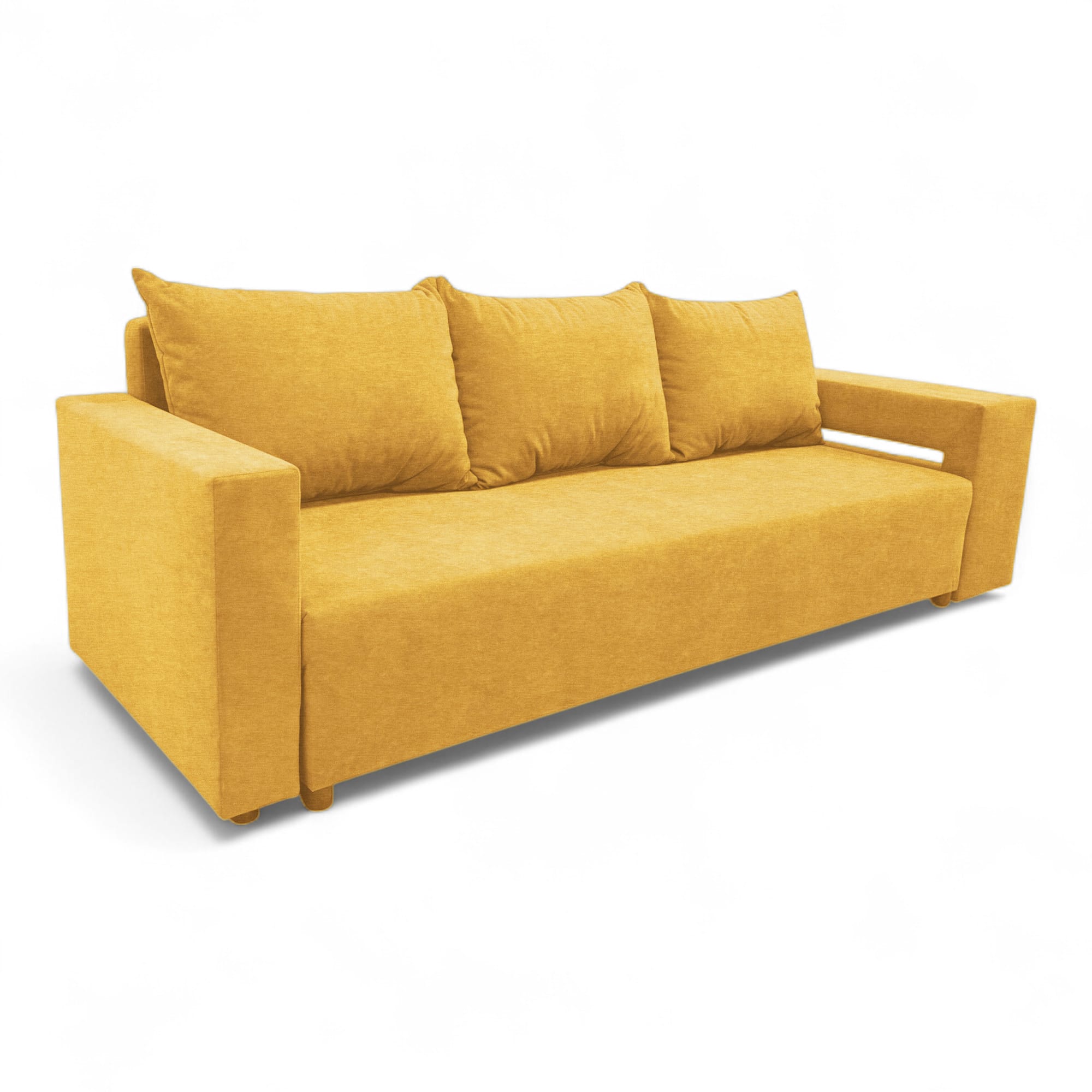 Double sofa bed bed with table and poufs Yellow — photo 17