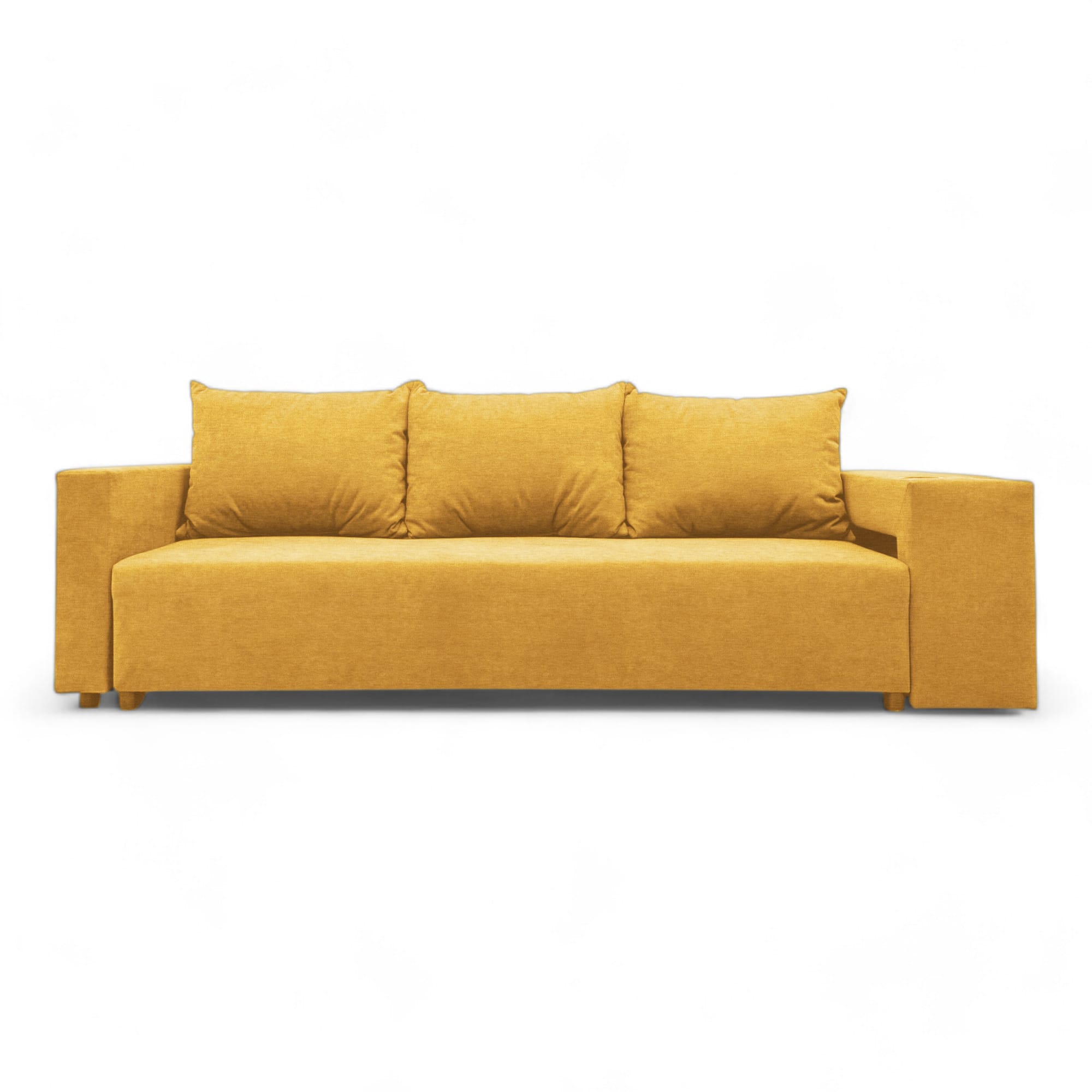 Double sofa bed bed with table and poufs Yellow — photo 9