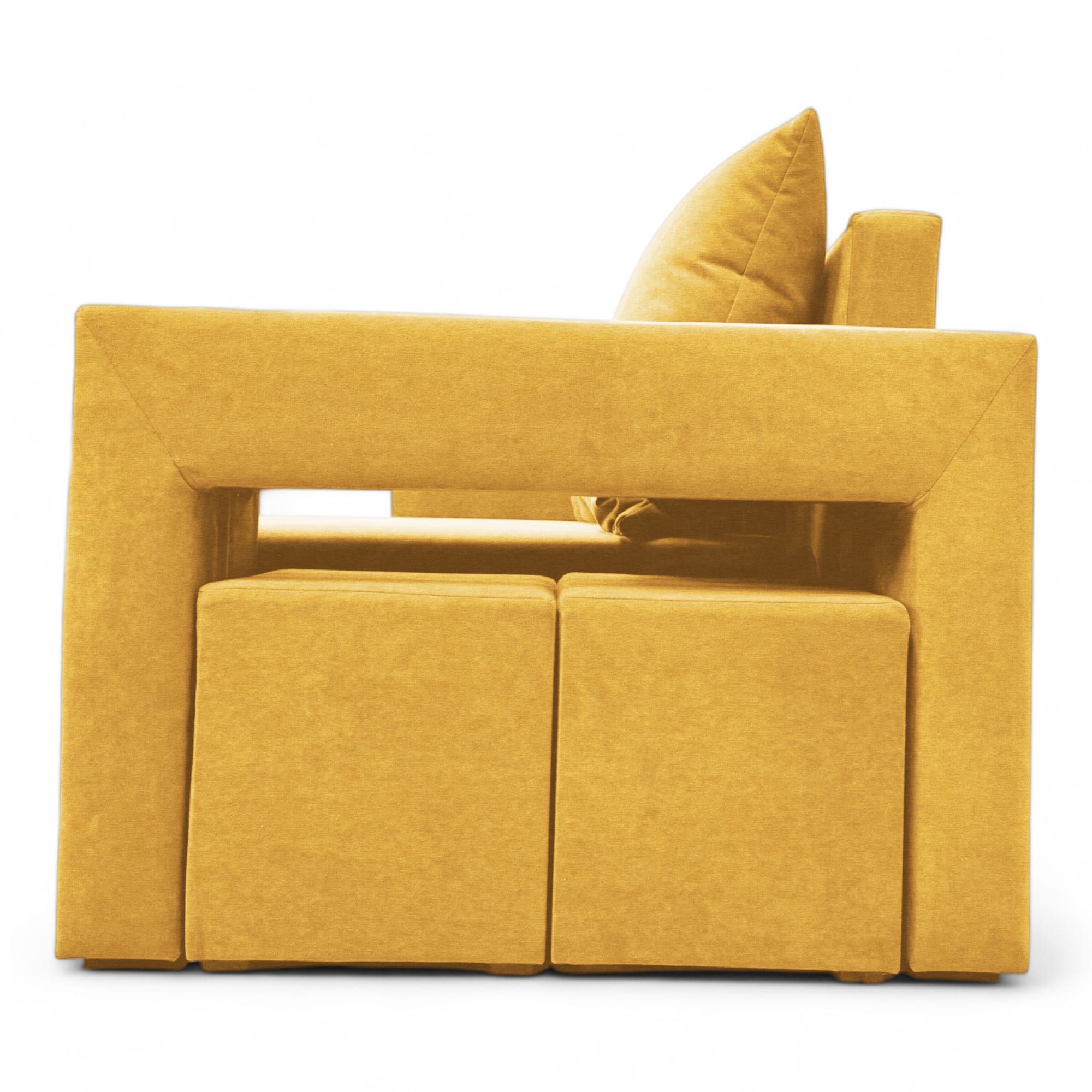 Double sofa bed bed with table and poufs Yellow — photo 16