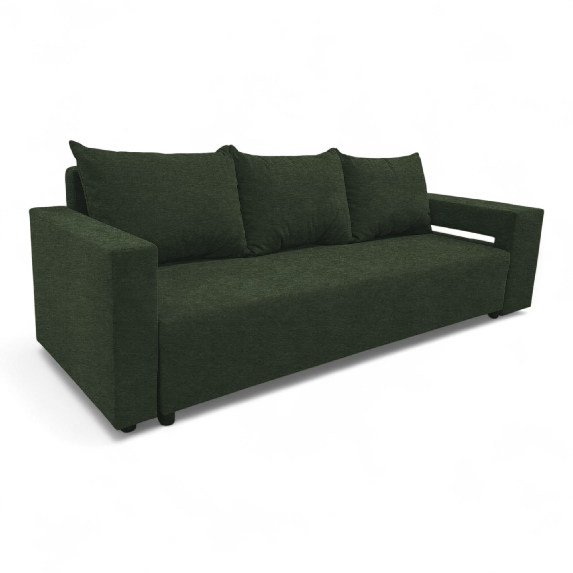 Double sofa bed bed with table and poufs Turquoise green — photo 17