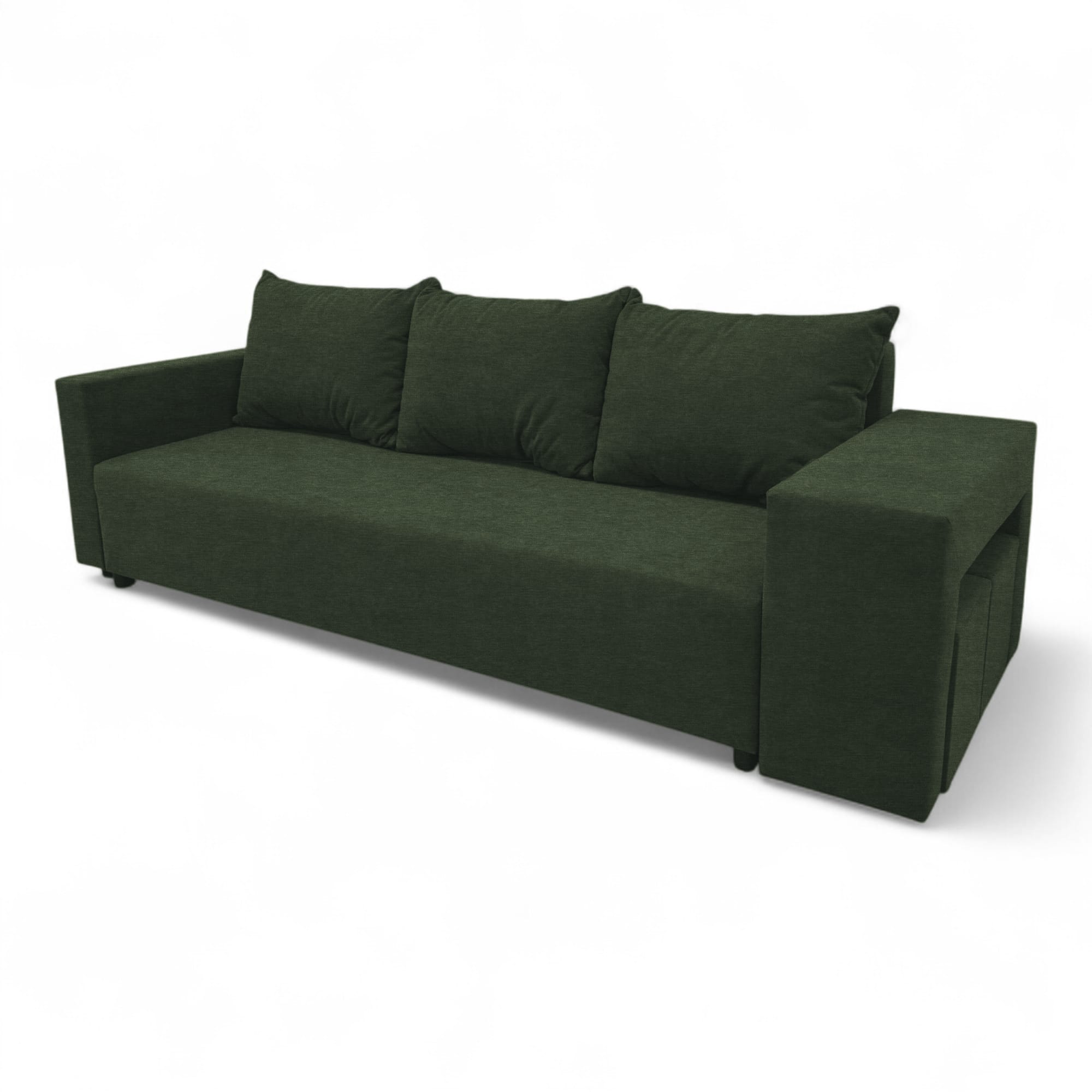 Double sofa bed bed with table and poufs Turquoise green — photo 11