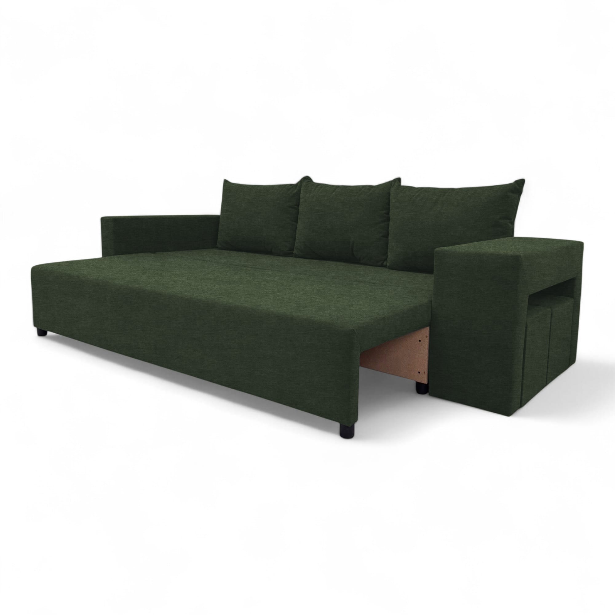 Double sofa bed bed with table and poufs Turquoise green — photo 14