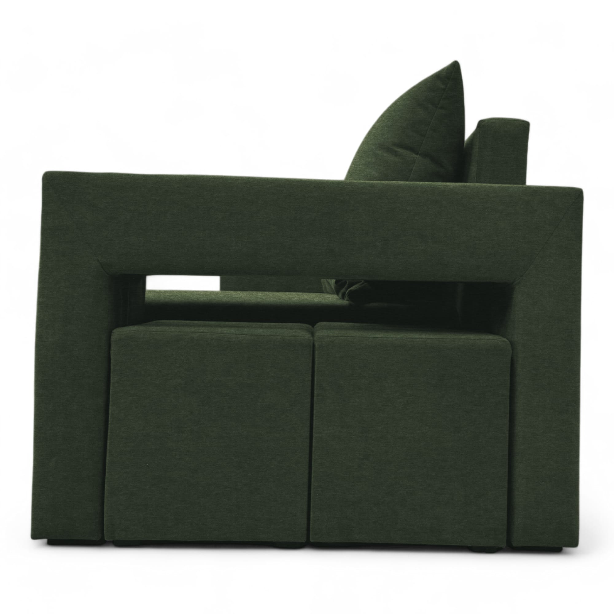 Double sofa bed bed with table and poufs Turquoise green — photo 16
