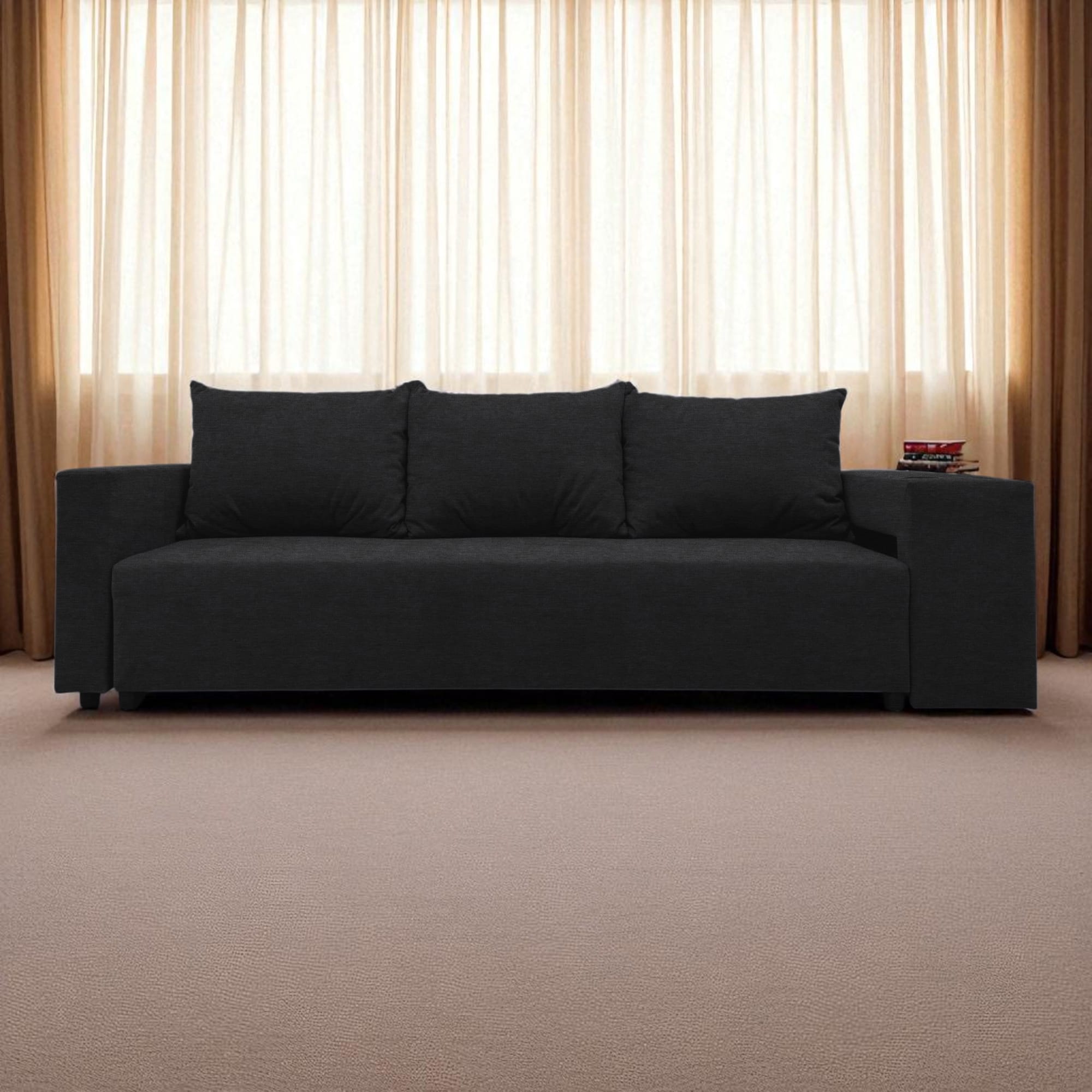 Double sofa bed bed with table and poufs Graphite — photo 8