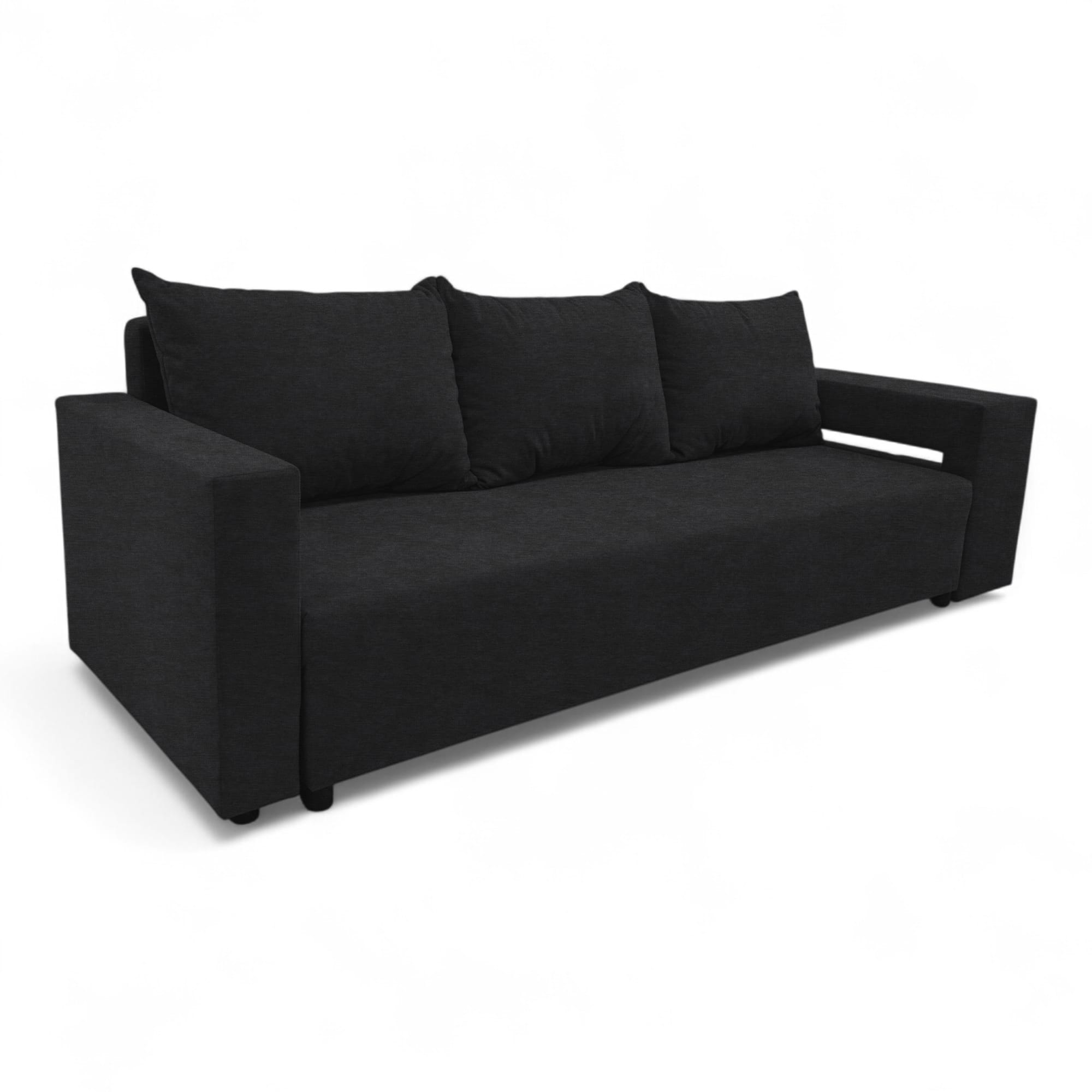 Double sofa bed bed with table and poufs Graphite — photo 17