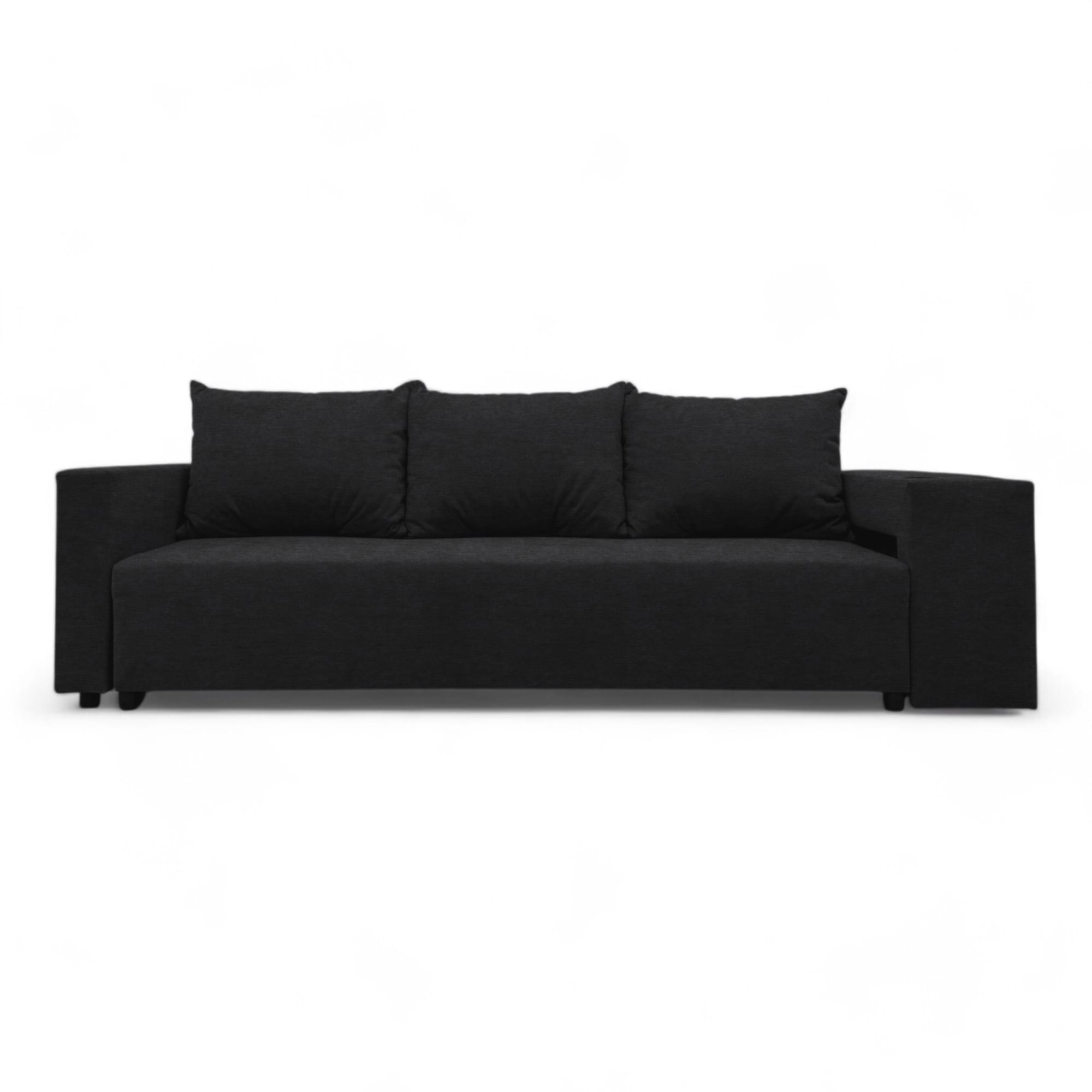 Double sofa bed bed with table and poufs Graphite — photo 9