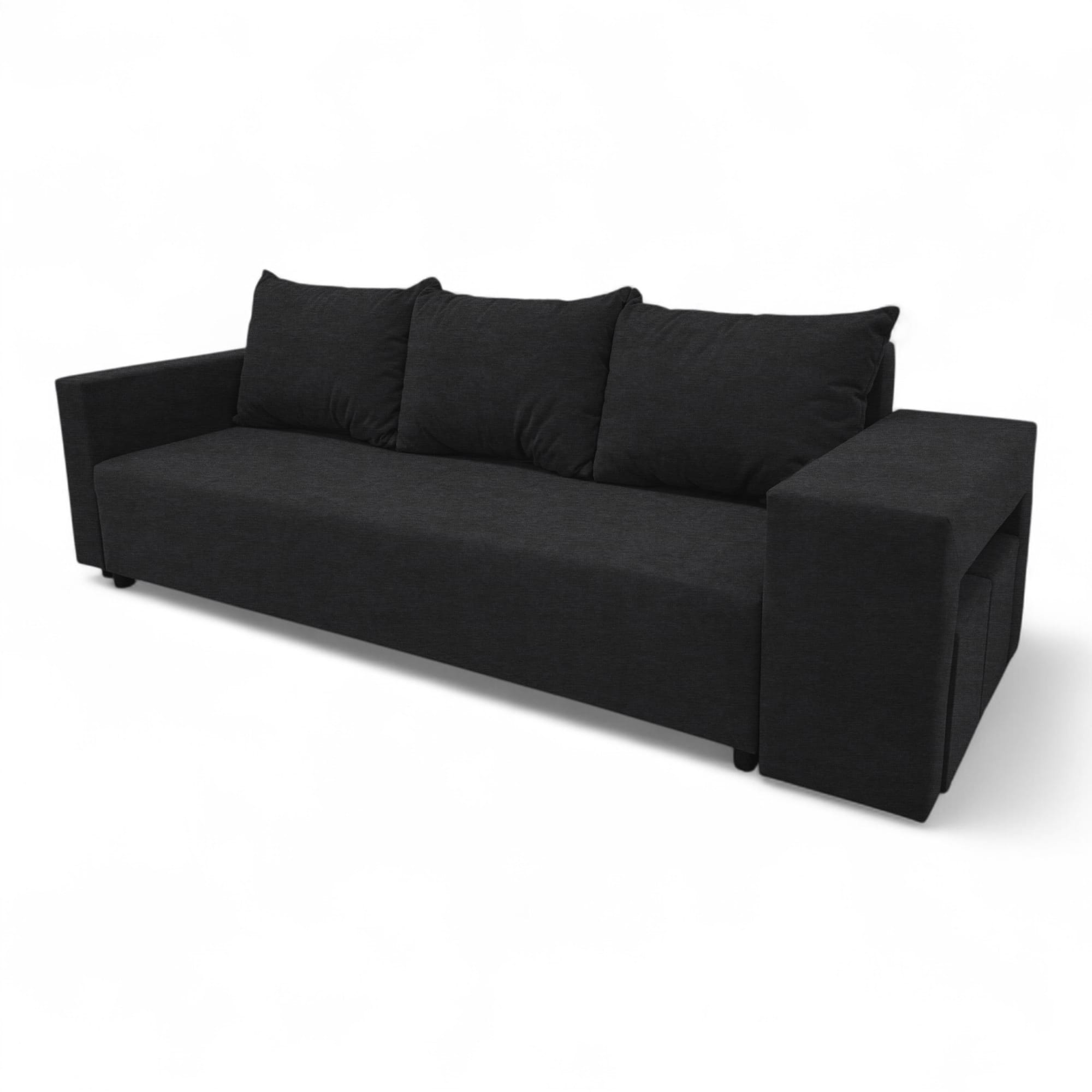 Double sofa bed bed with table and poufs Graphite — photo 11