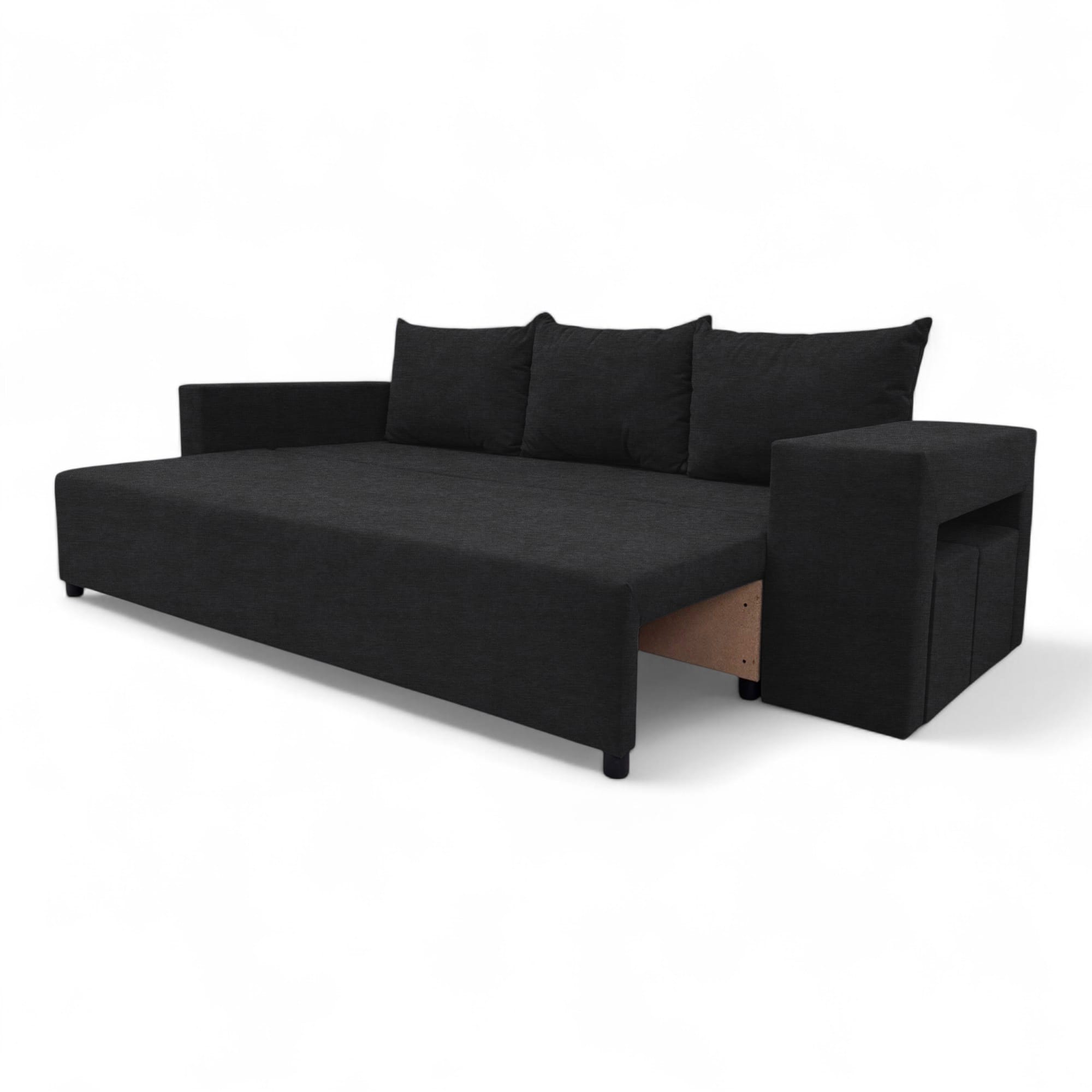 Double sofa bed bed with table and poufs Graphite — photo 14