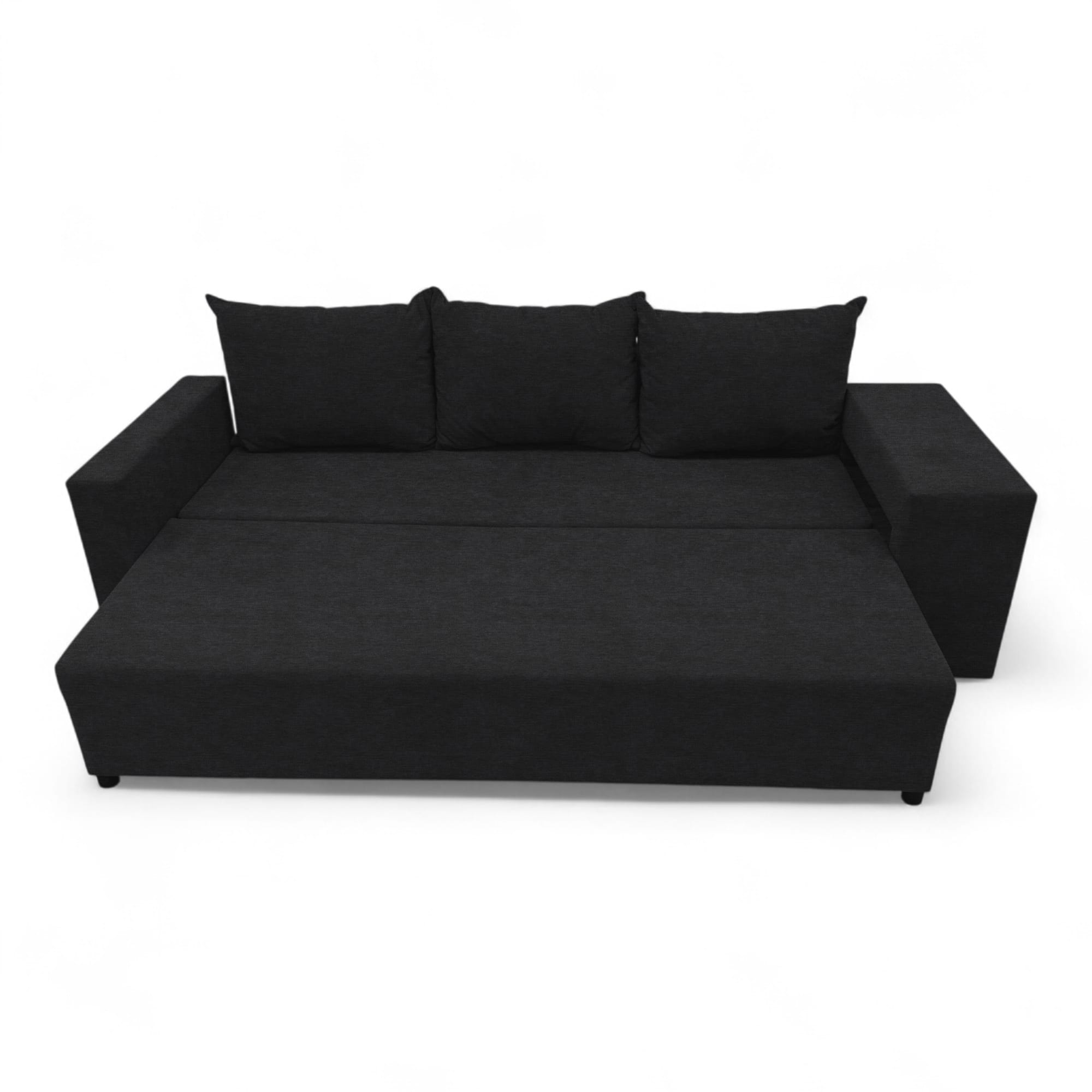 Double sofa bed bed with table and poufs Graphite — photo 15