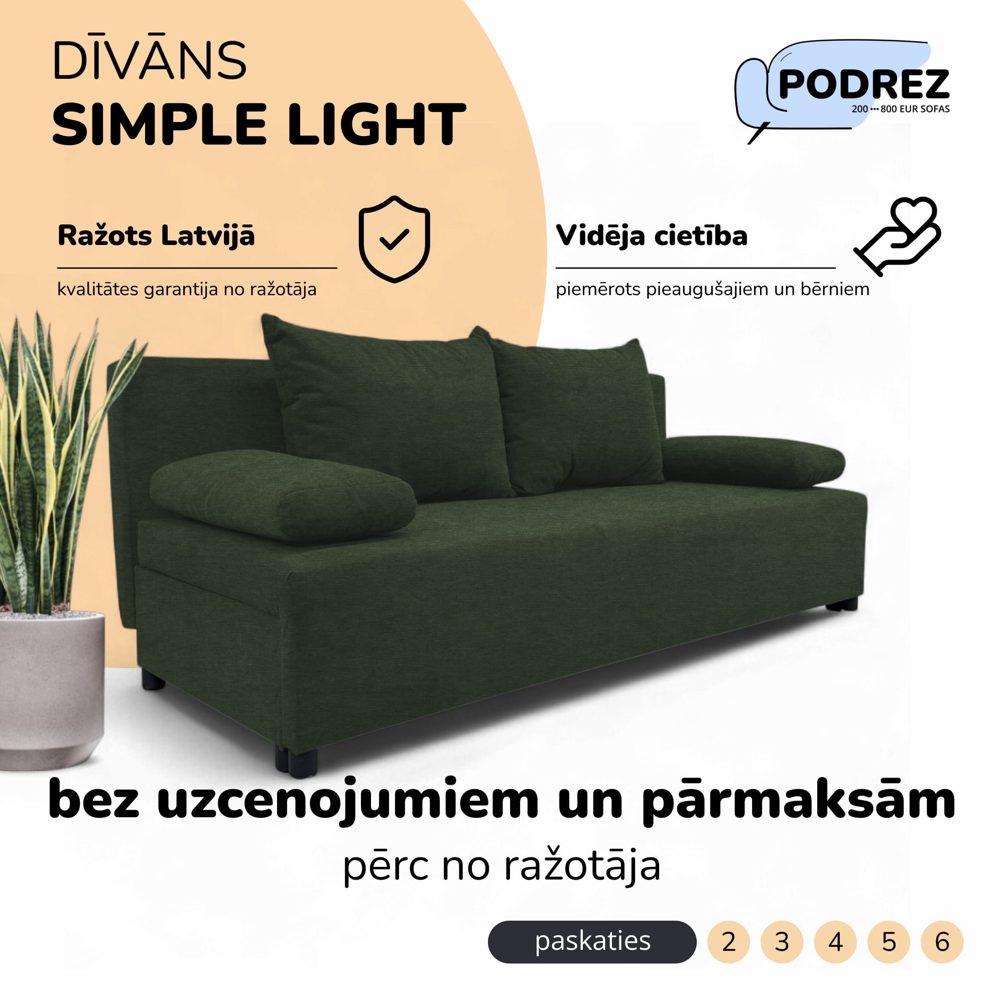 Divvietīgs izvelkamais dīvāns bez roku balstiem Tirkīza zaļa - 1