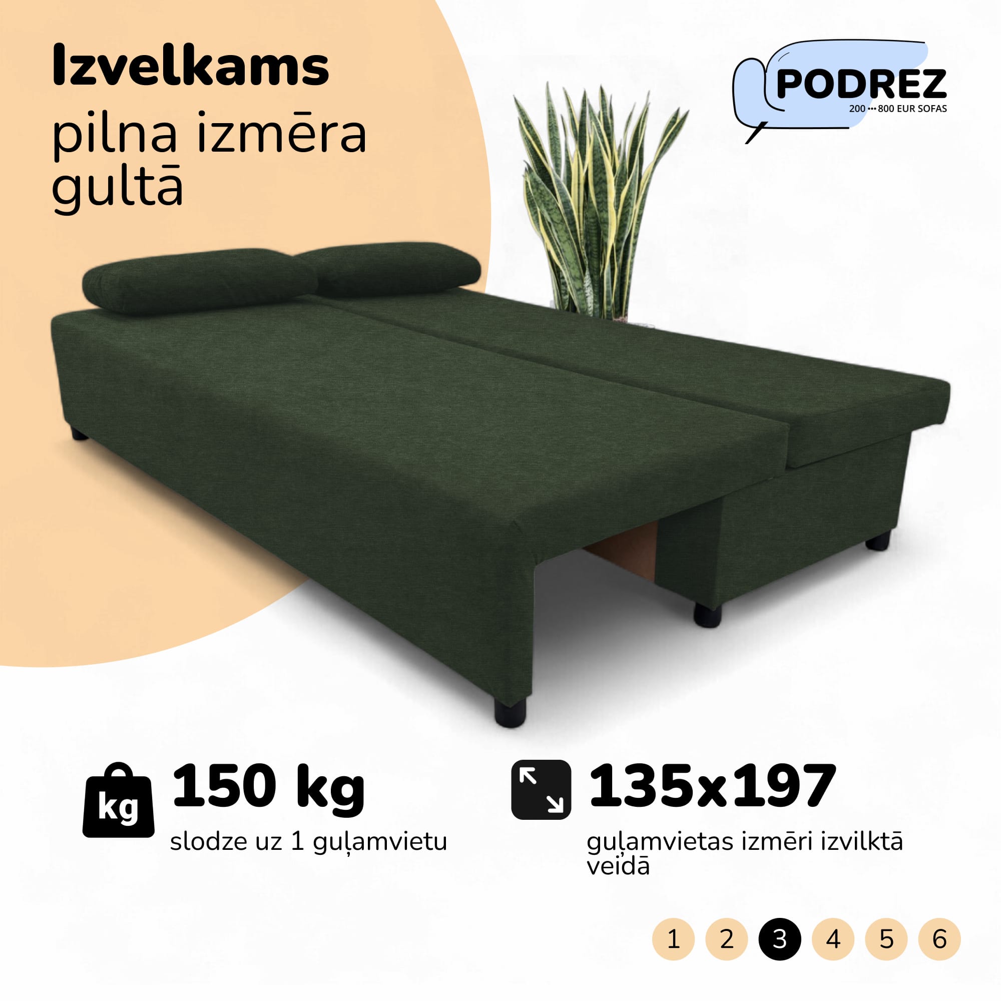 Divvietīgs izvelkamais dīvāns bez roku balstiem Tirkīza zaļa - 3