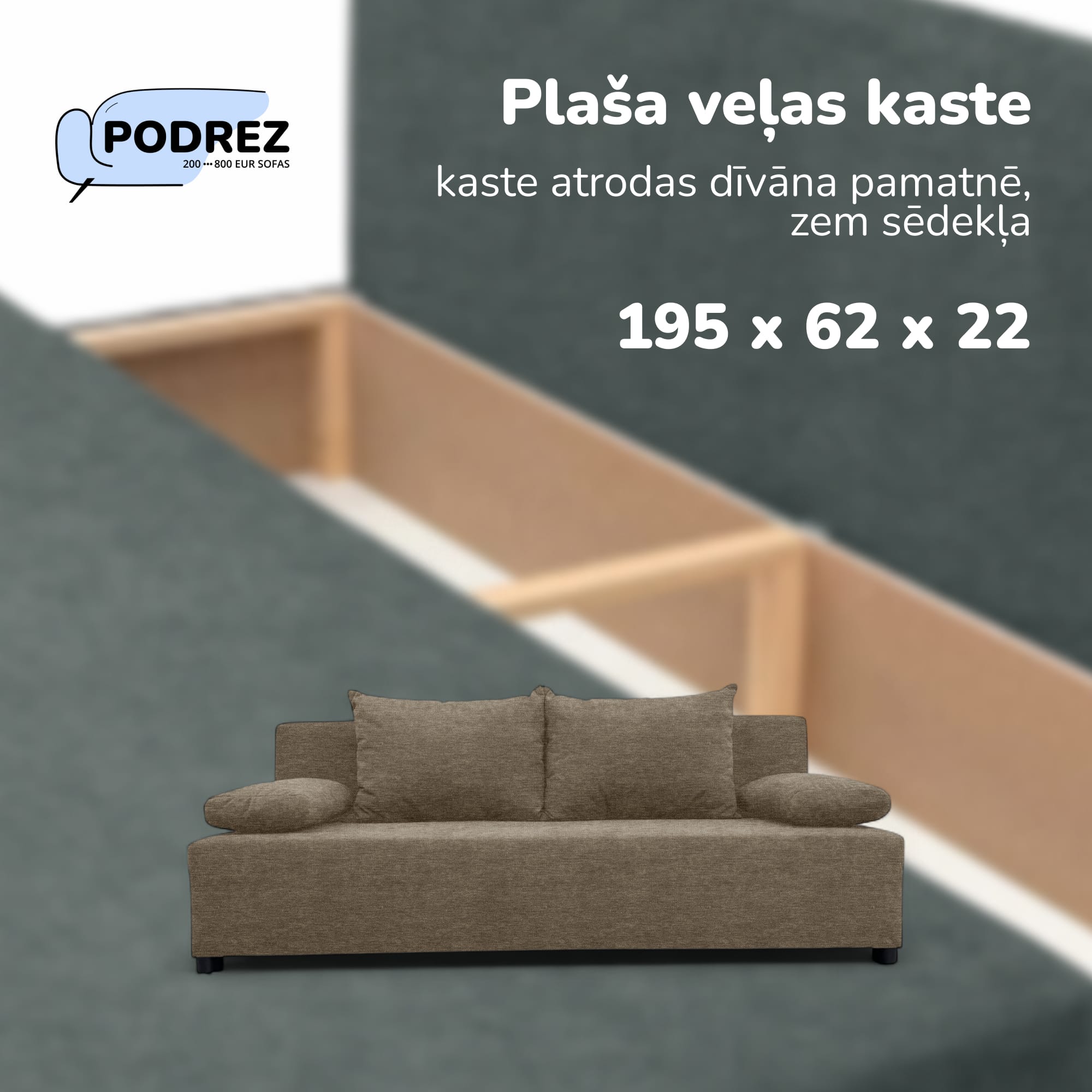 Double sofa bed bed without armrests Beige - 4