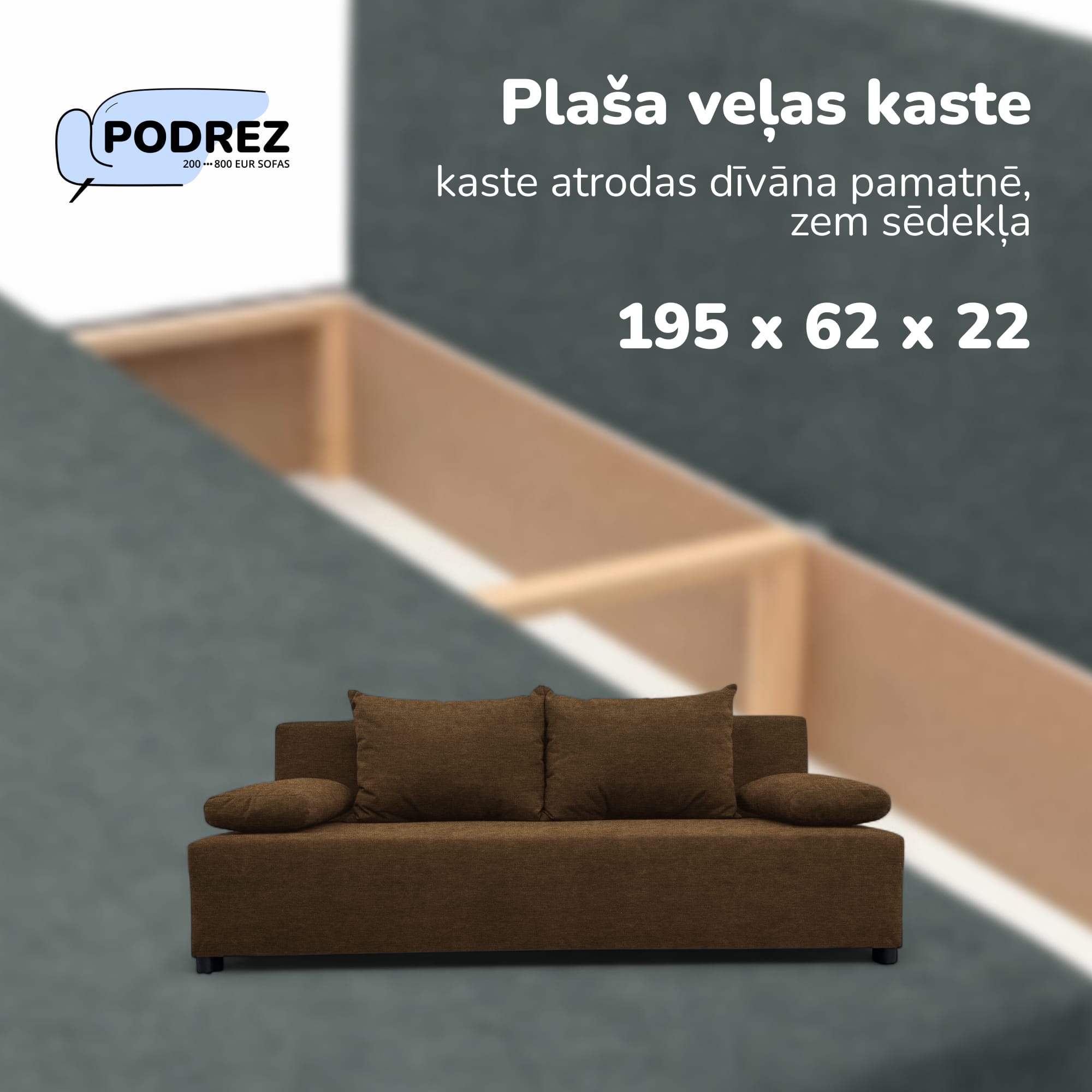 Divvietīgs izvelkamais dīvāns bez roku balstiem Brūna - 4